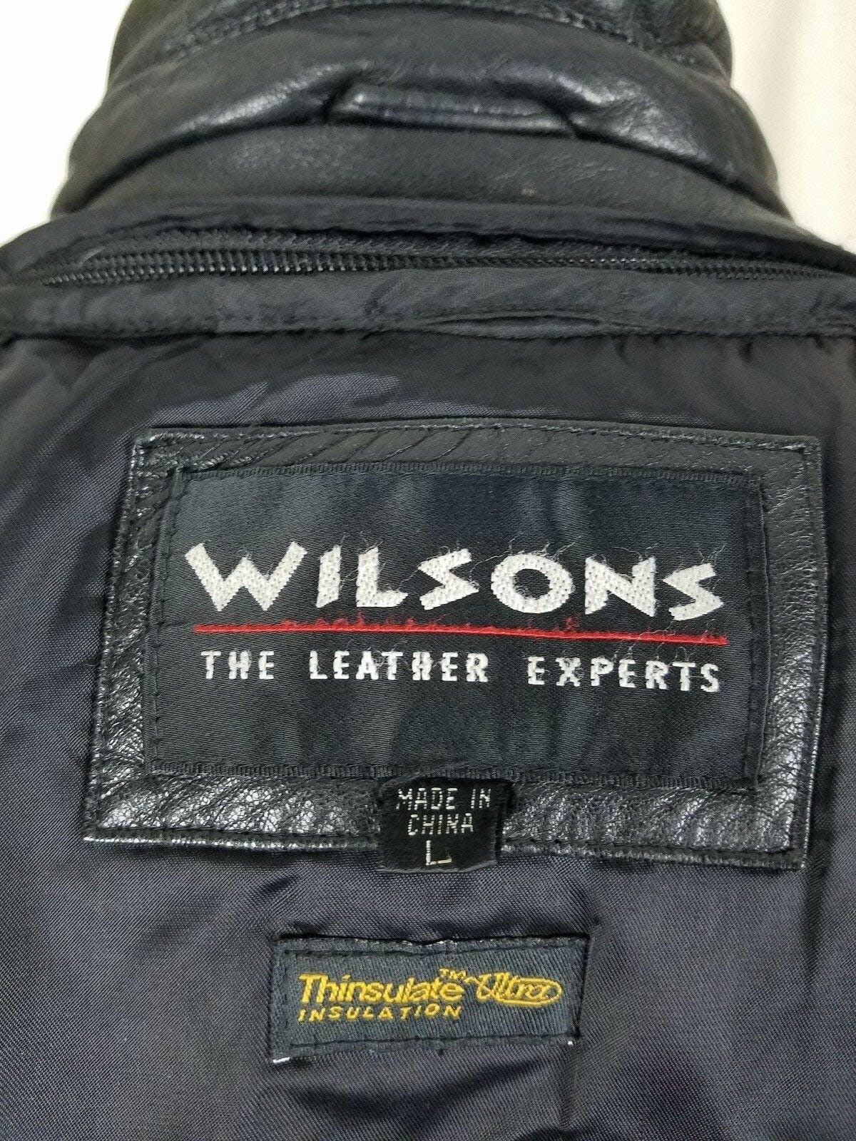 Vintage 90’s Black Leather Bomber Jacket by Wilson's Leather | Shop ...