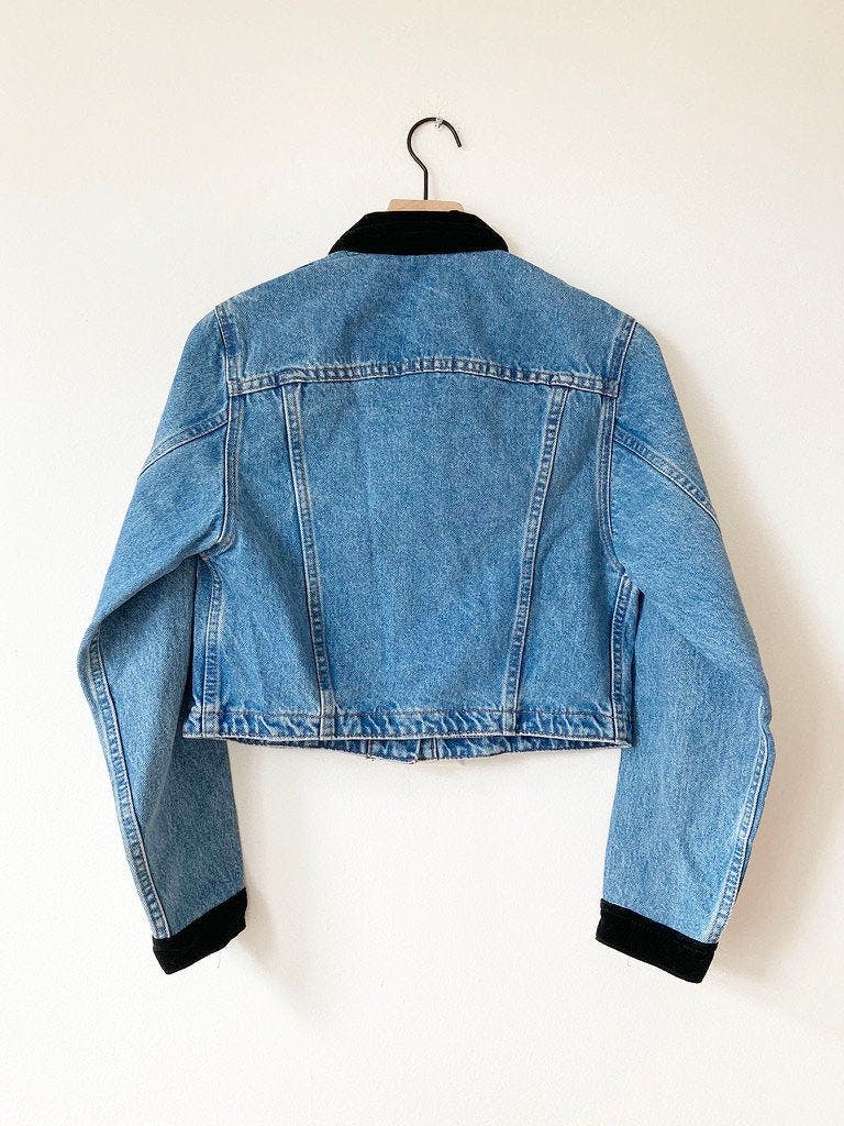 Vintage 90's Classic Denim Jacket with Velvet Collar and Cuffs by Lee ...