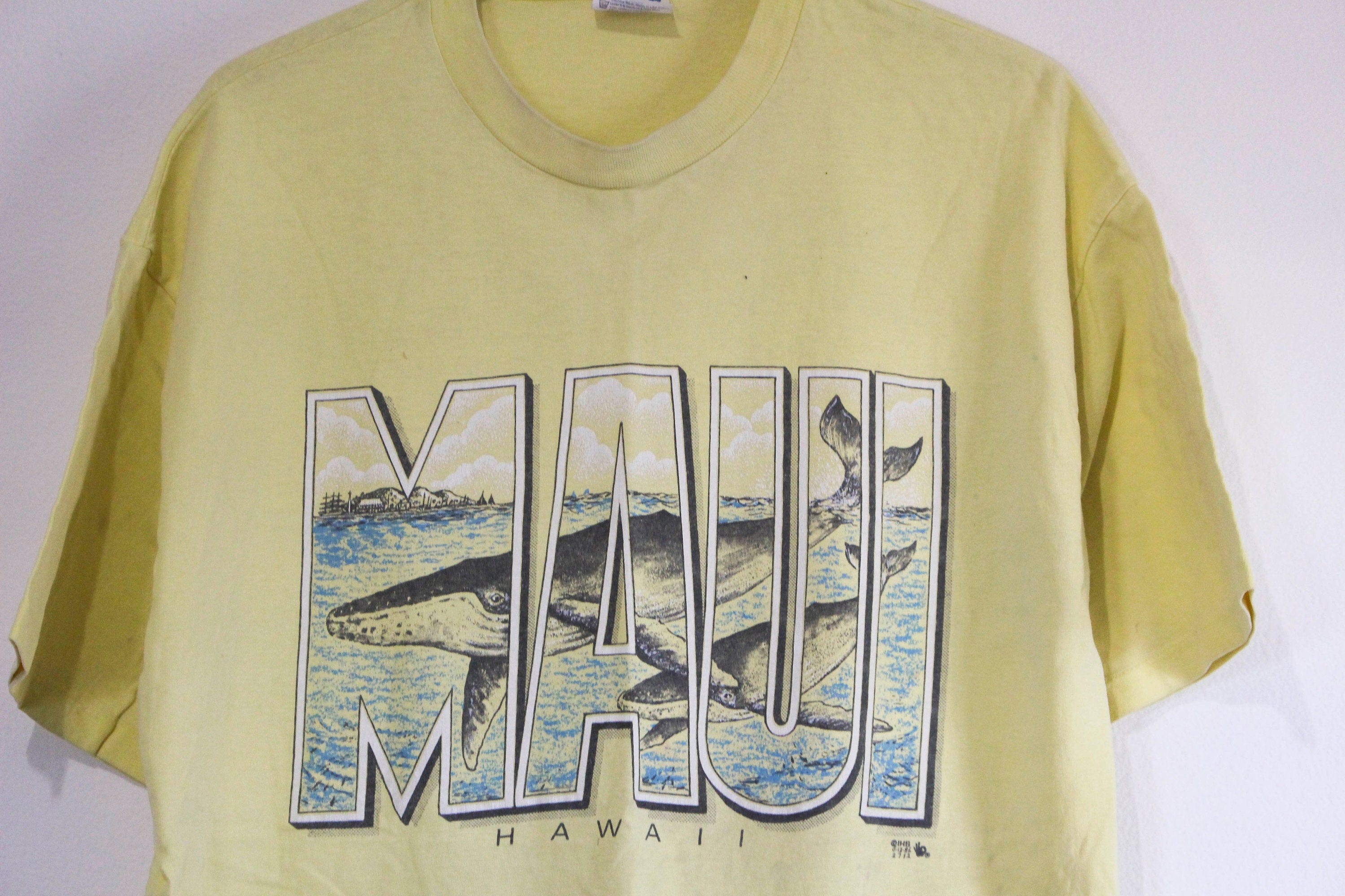 Vintage Light Yellow Maui Hawaii Whale Graphic T-Shirt by Hanes | Shop ...