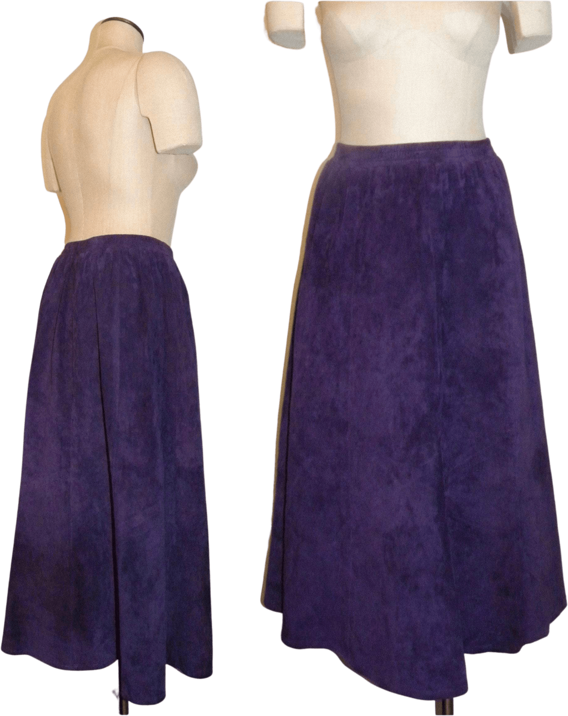 Vintage 80's Purple Suede Elastic Waist Midi Skirt by Sienna | Shop ...