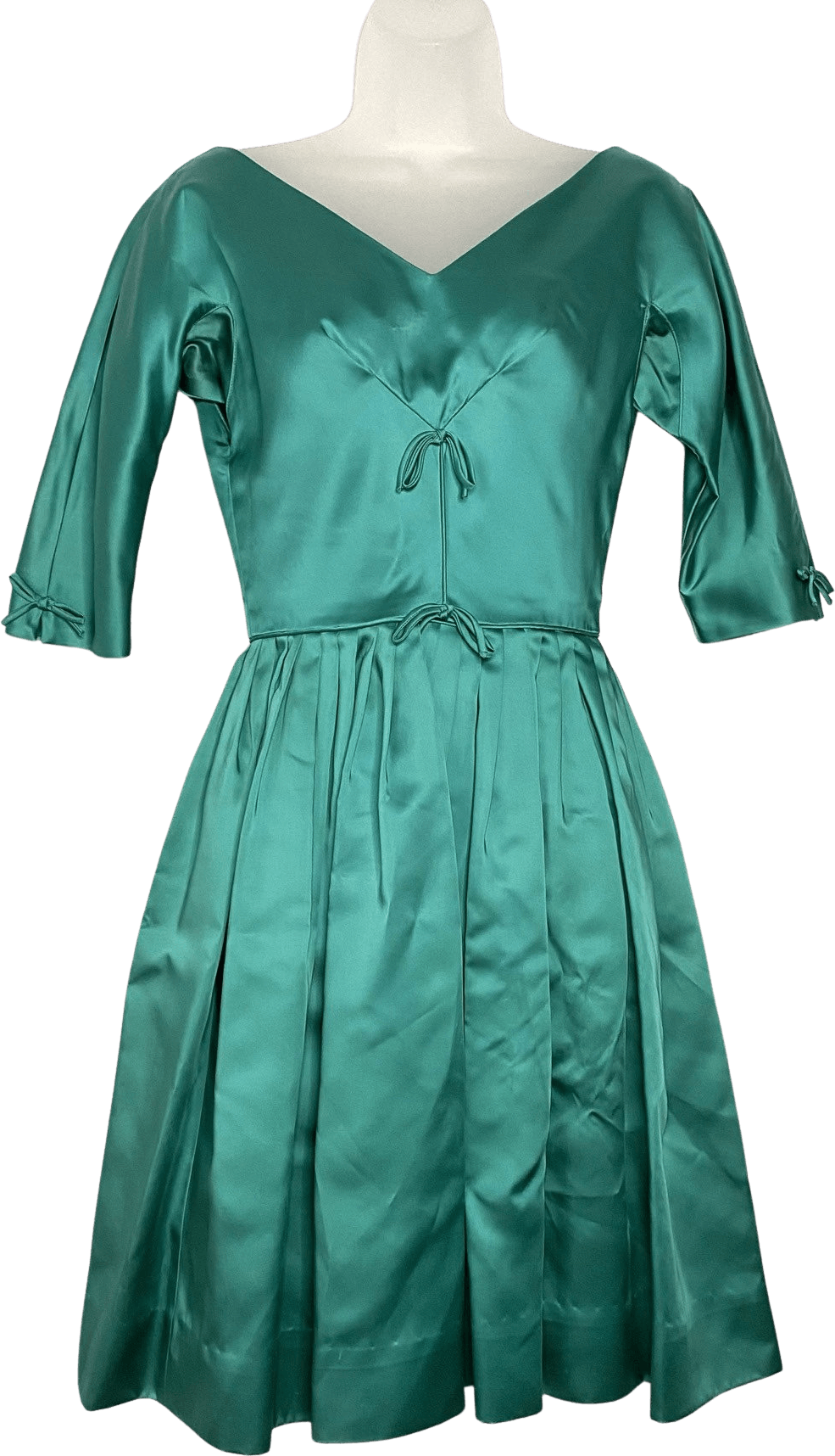 Vintage 50s60s Green Satin Cocktail Dress By Emma Domb Shop Thrilling 