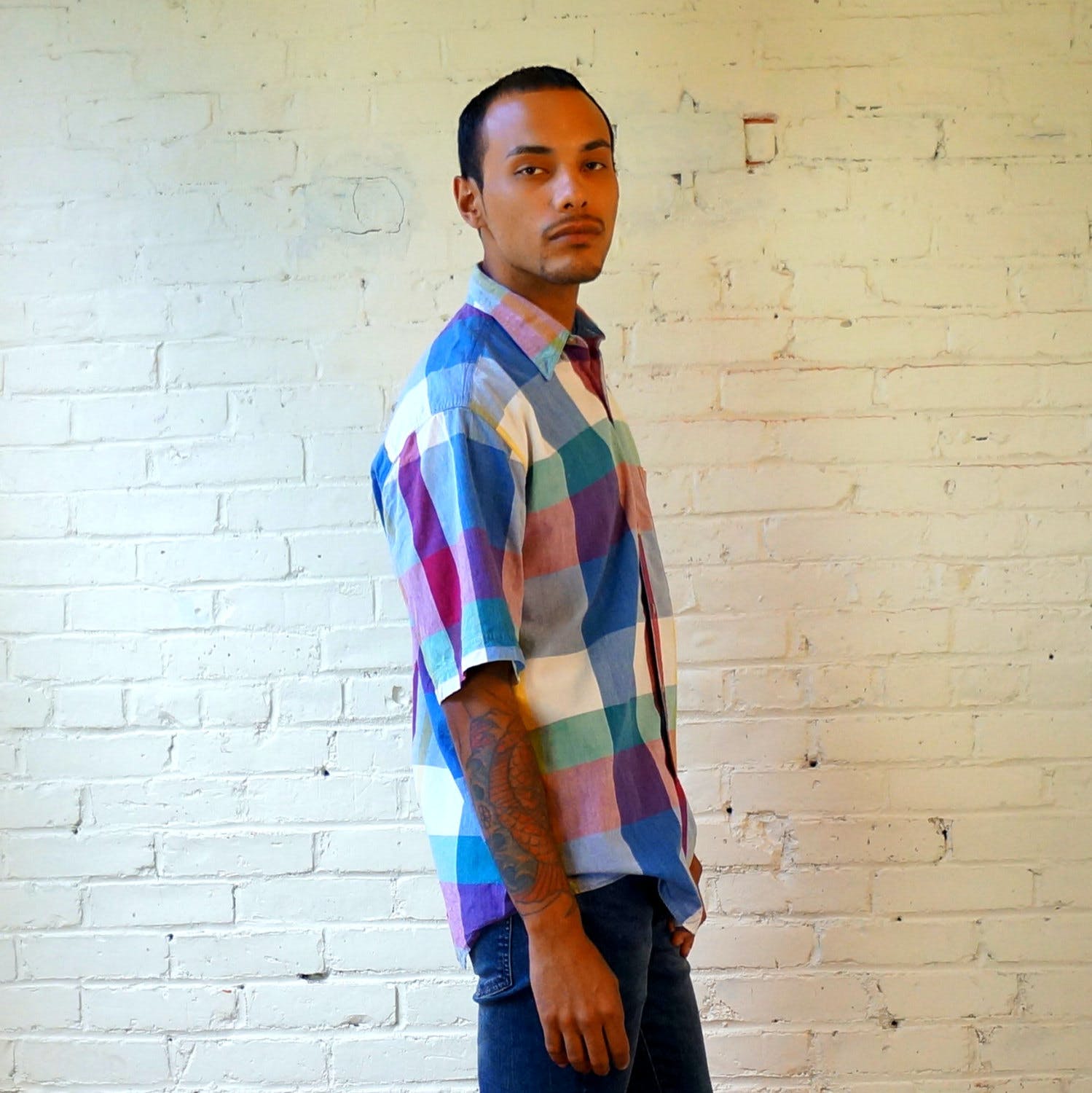 Vintage 80's Men's Pastel Plaid Shirt by Adirondack by Savile Row