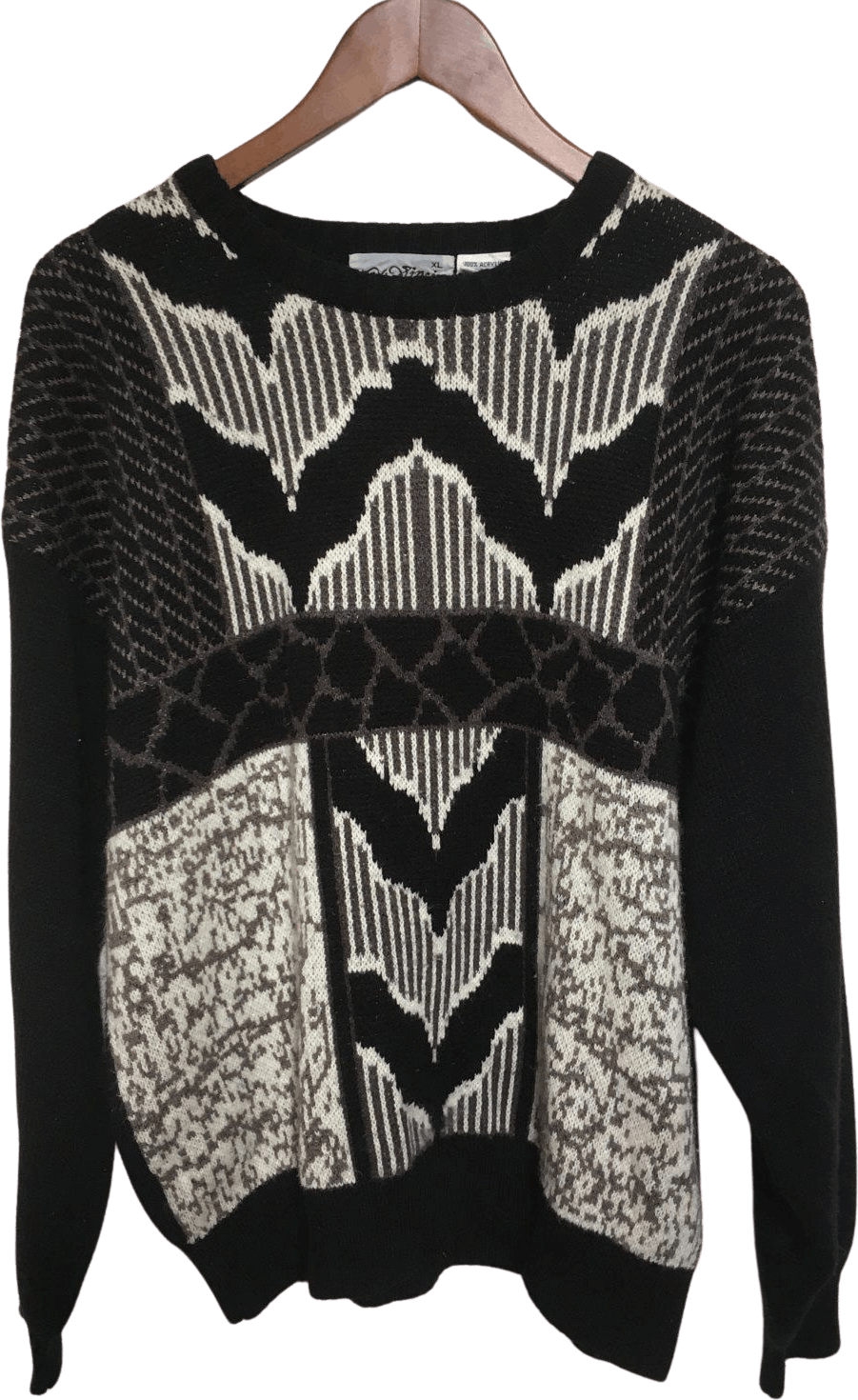 Vintage Black and White Geometric Pattern Sweater by Da Vinci ...