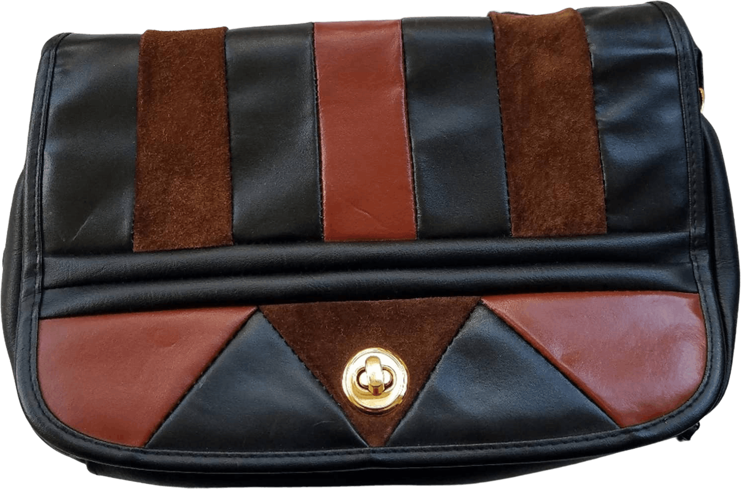 Vintage 90’s Black and Brown Leather Patchwork Crossbody Bag Shop