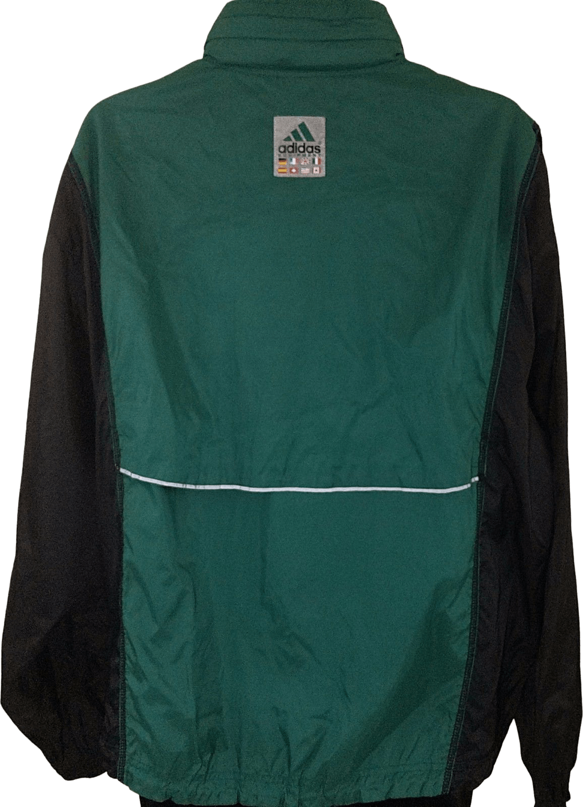 Vintage Men's 90’s Black and Green Windbreaker Jacket by Adidas