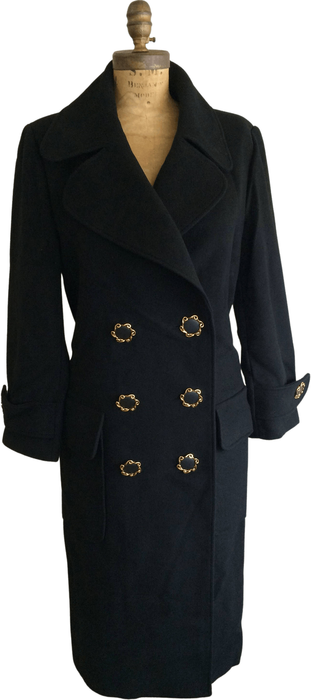 Vintage Black Wool Double Breasted Military Coat by Karl Lagerfeld ...