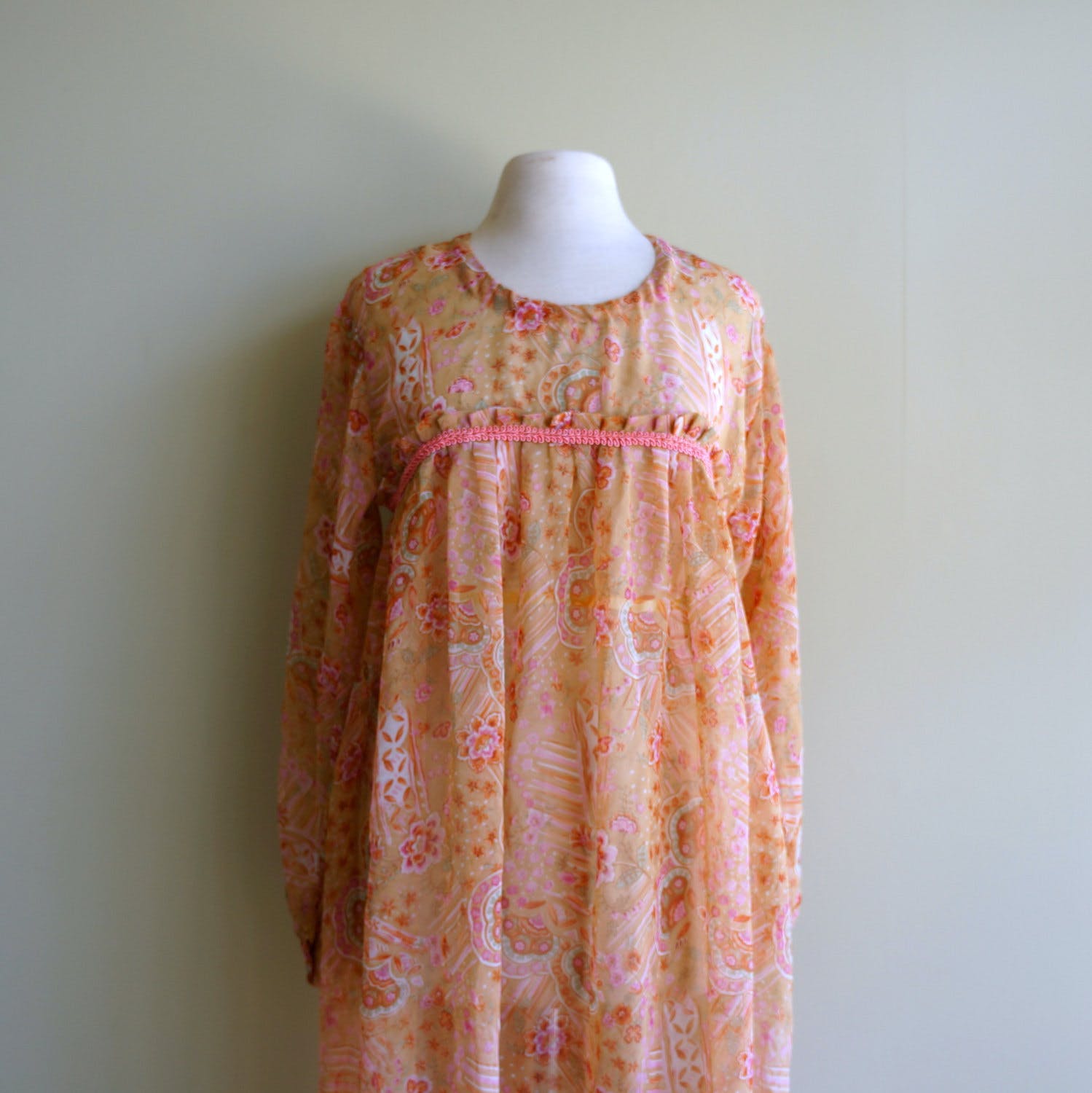 Vintage 70's Sheer Chiffon Floral Dress | Shop THRILLING