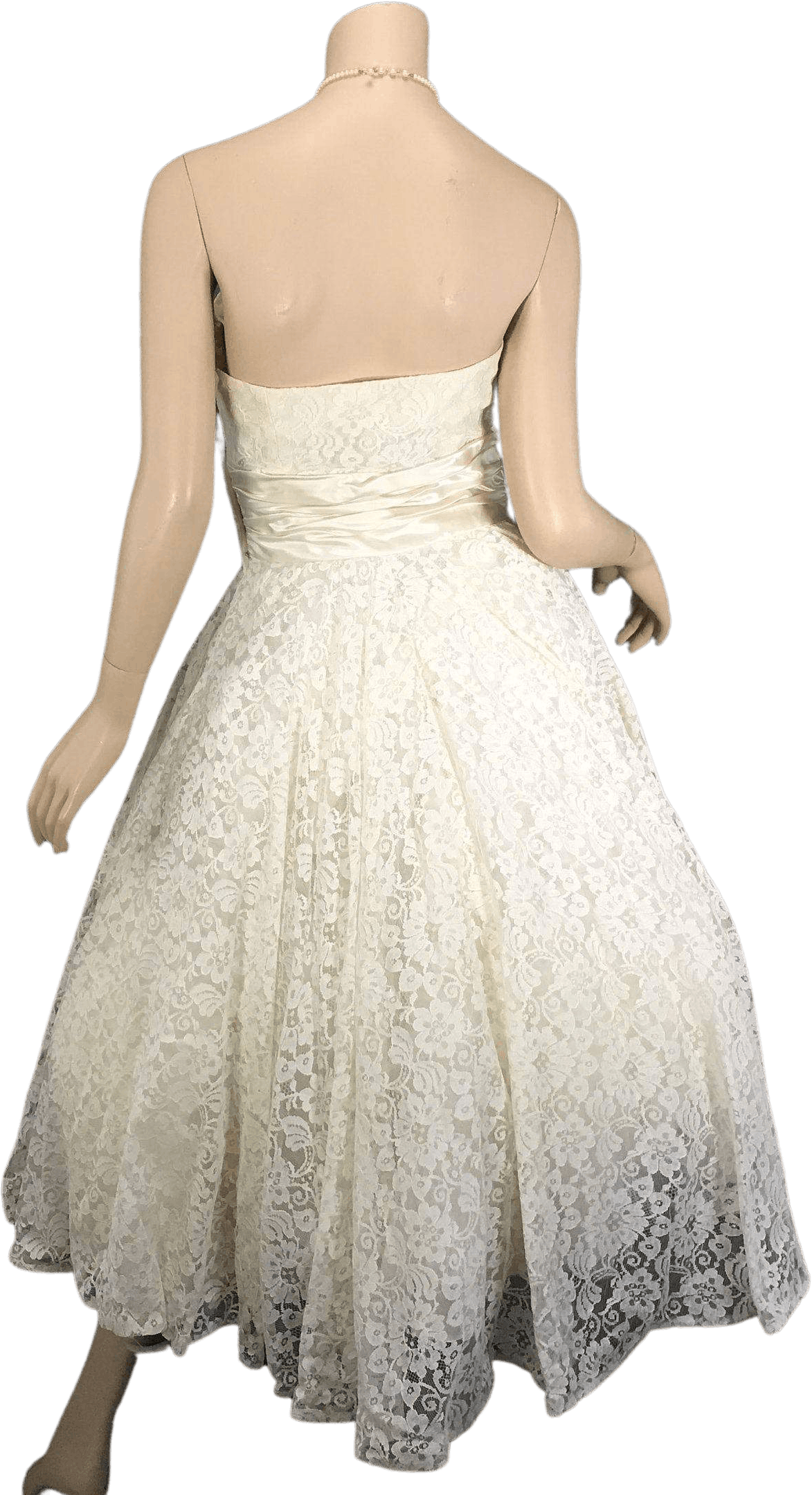 Vintage 50's Tea Length Satin Lace Wedding Dress Shop THRILLING
