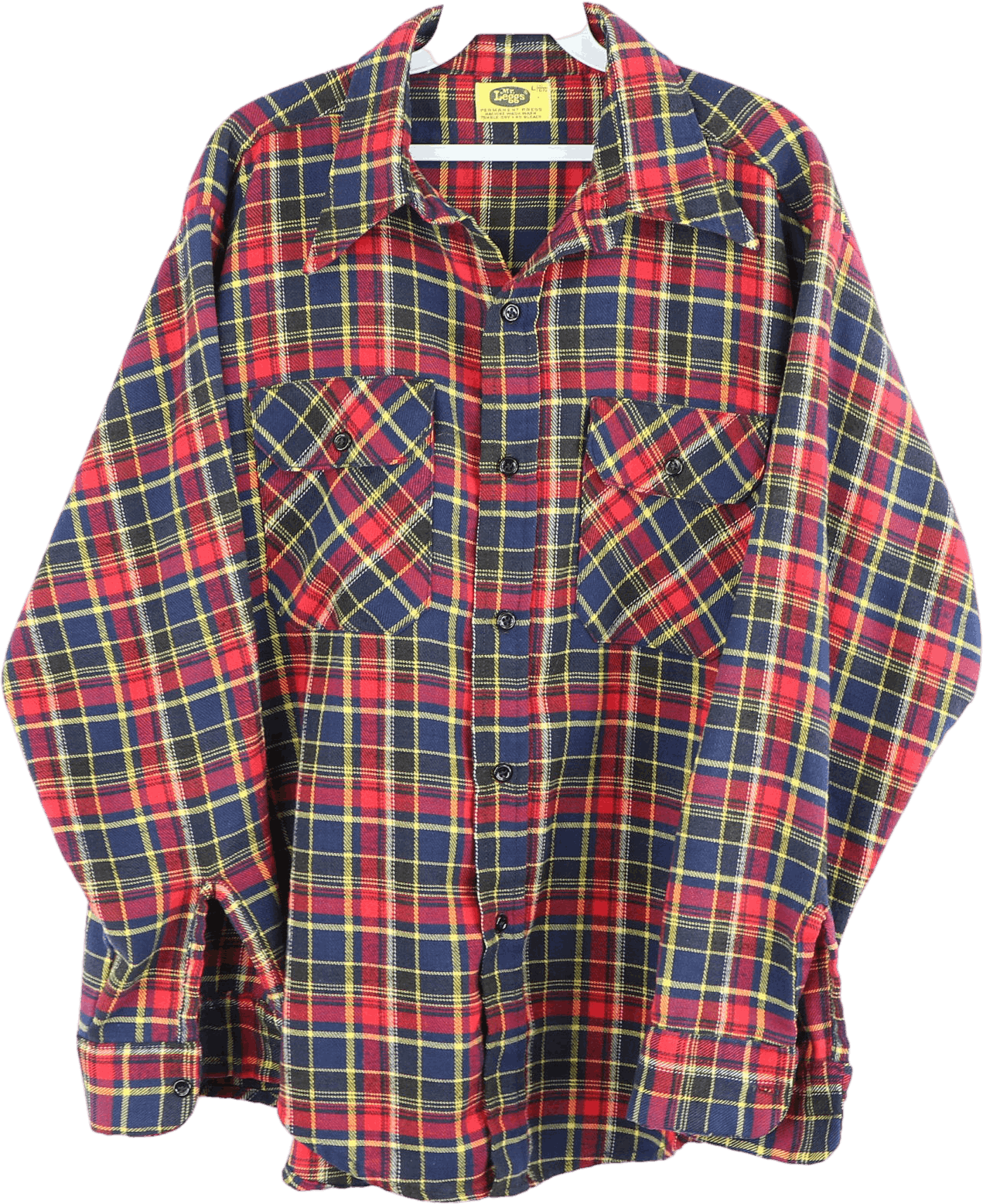 Vintage 70's Men's Red and Blue Plaid Flannel Button Up by Mr. Leggs ...