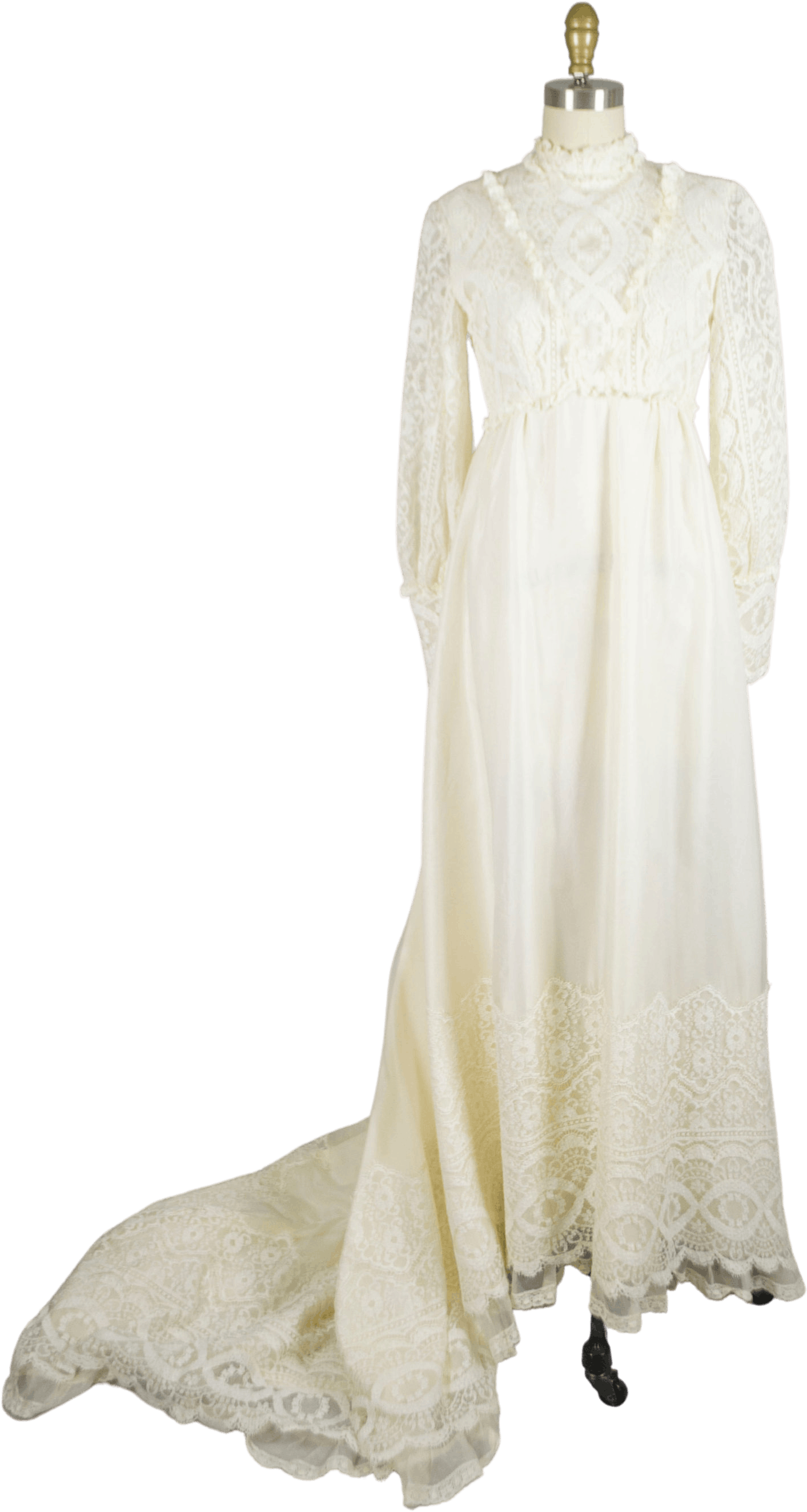 Vintage 70s Bohemian Long Sleeve Wedding Dress Shop Thrilling 