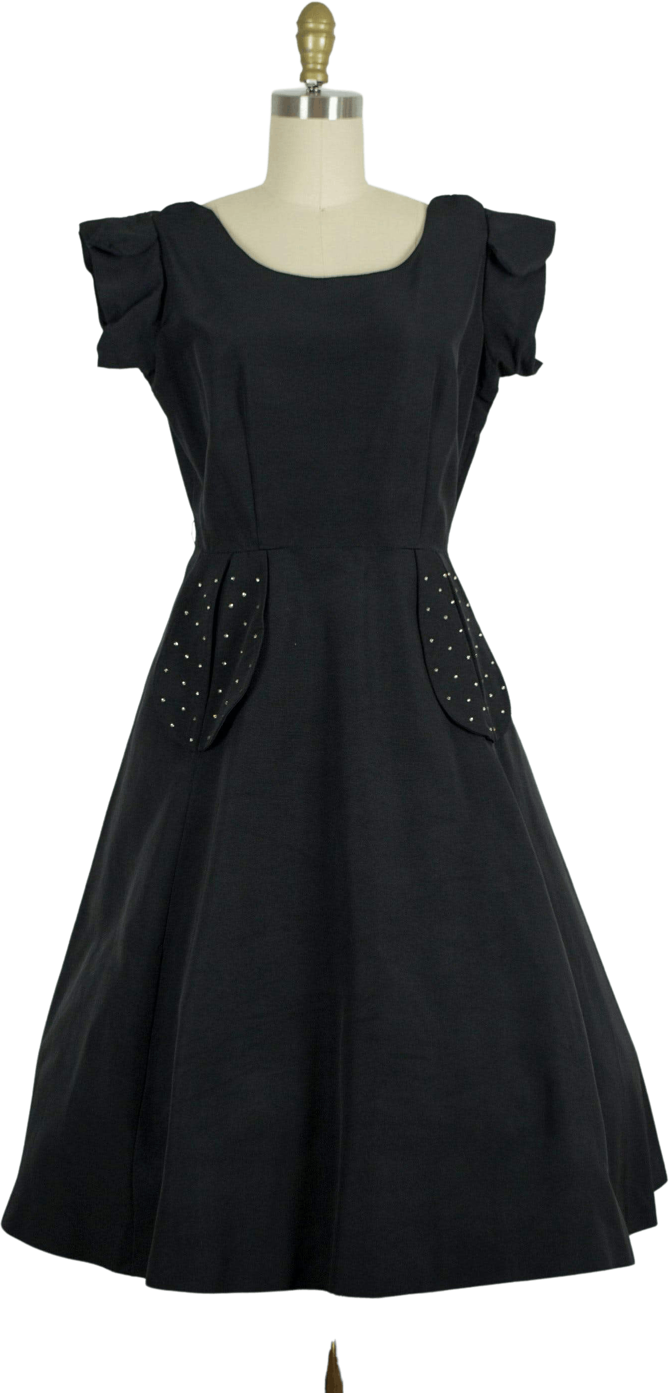 Vintage 50's Black Cocktail Dress with Rhinestone Pockets | Shop THRILLING