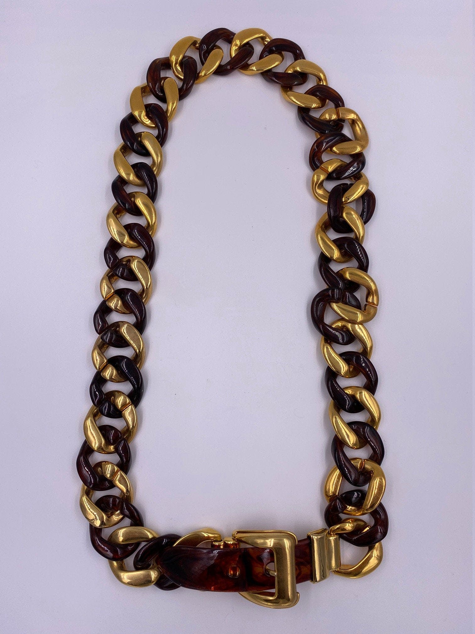 Vintage 70’s Tortoise Shell Lucite and Gold Chain Link Belt | Shop ...