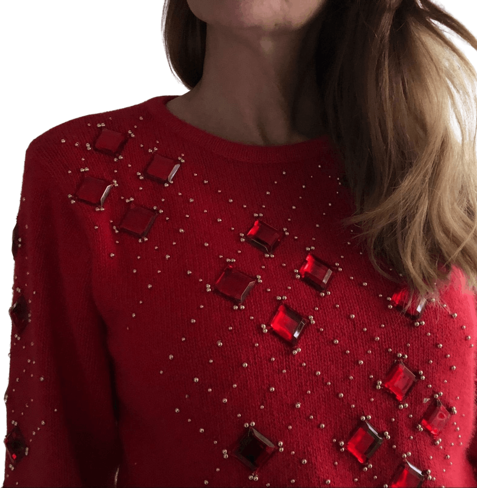 Vintage 90’s Red Beaded and Jeweled Sweater by IB Diffusion | Shop ...