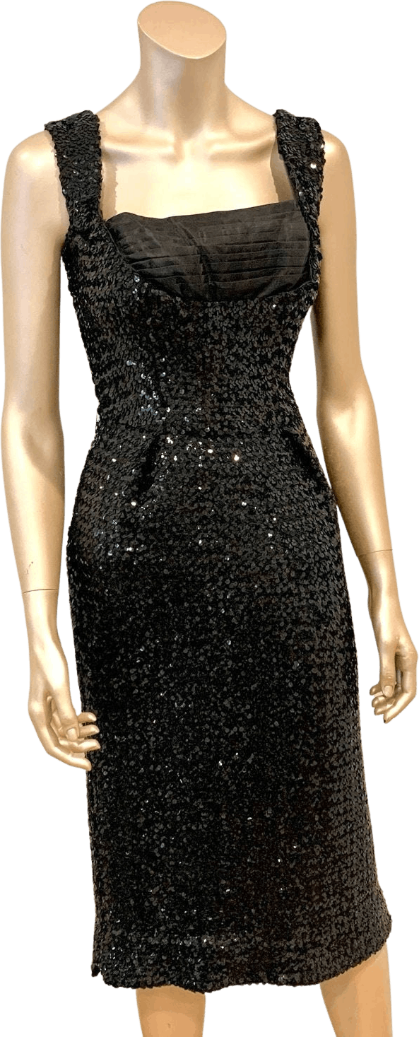 Vintage 60’s Black Sequin Embellished Dress with Shelf Bust | Shop ...