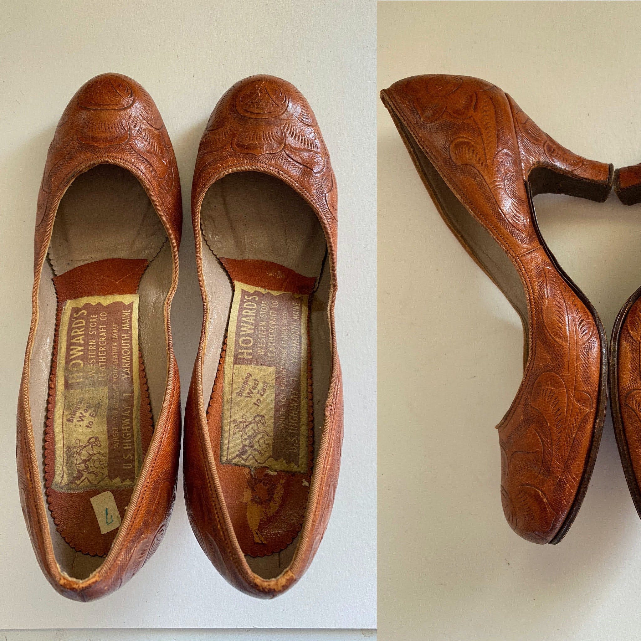 Vintage 40's Tooled Leather Western Pumps | Shop THRILLING