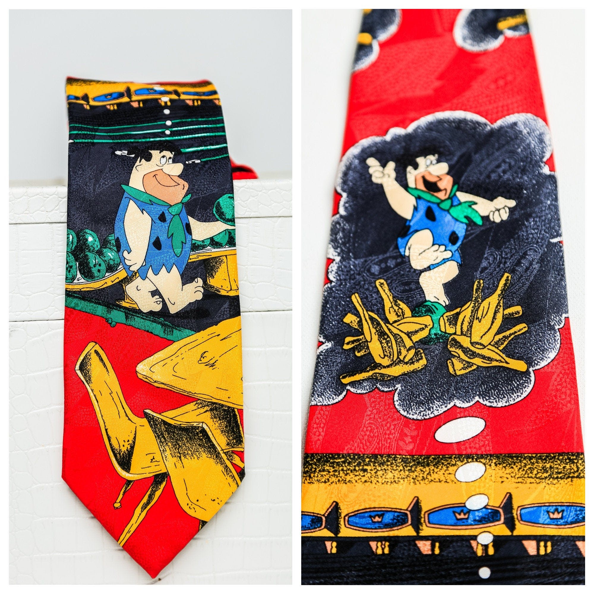 Vintage Fred Flintstone Bowling Alley Print Tie | Shop THRILLING