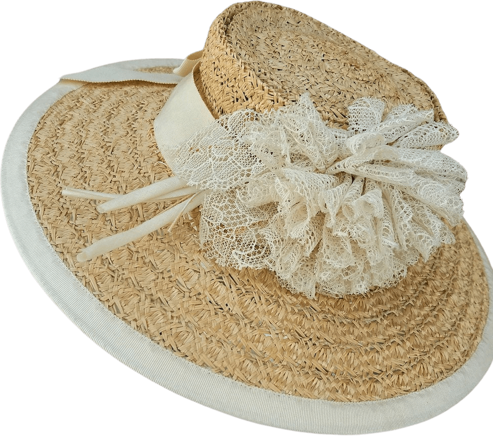 Original 1940’s Sublime Straw Tilt Hat - In A Deep Mulberry With Trim