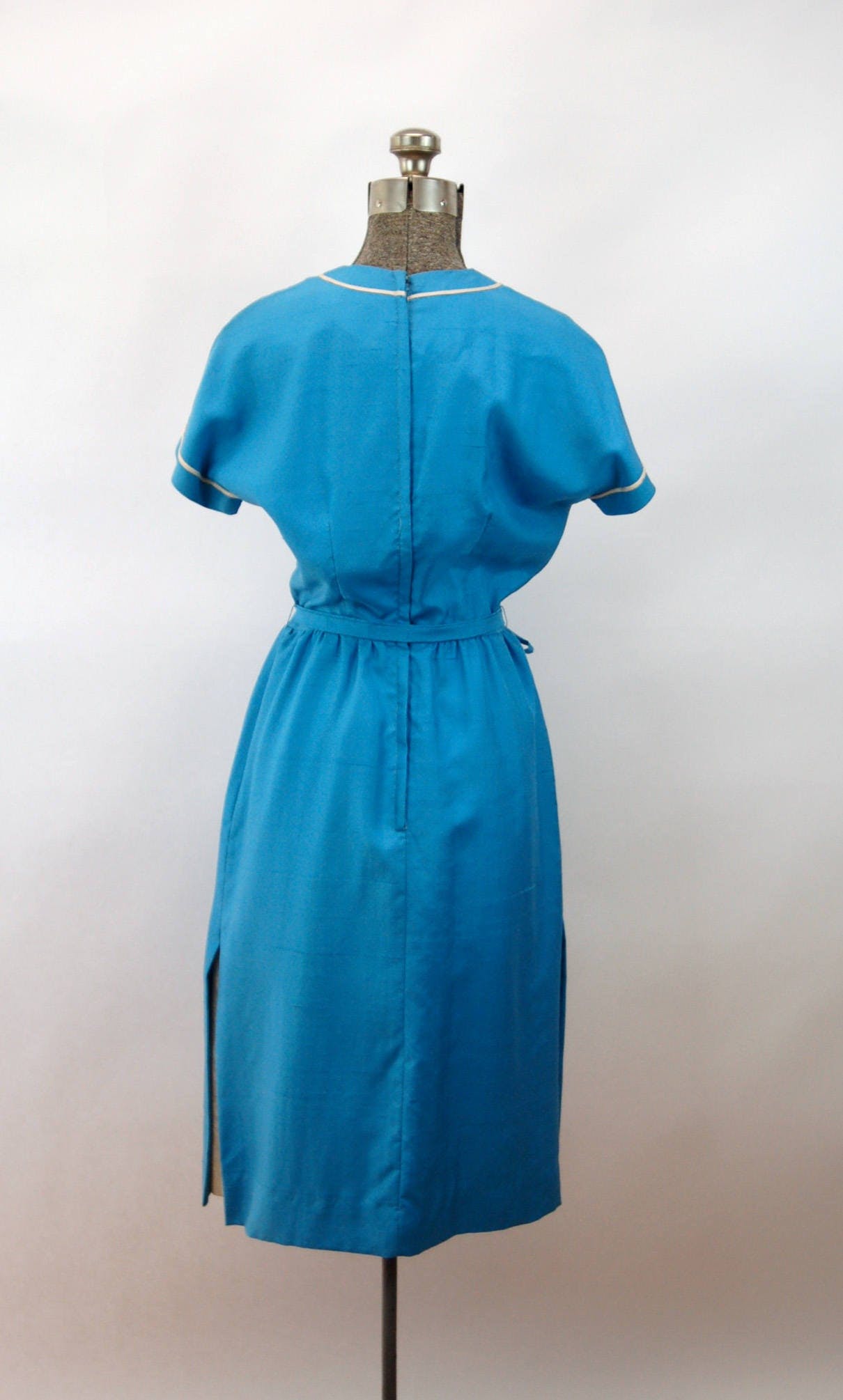 Vintage 50's Blue Dolman Sleeve Belted Silk Dress by Milarre Originals ...