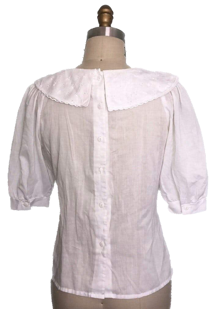 Vintage 80’s White Cotton Eyelet Lace Cottagecore Blouse by Byer ...