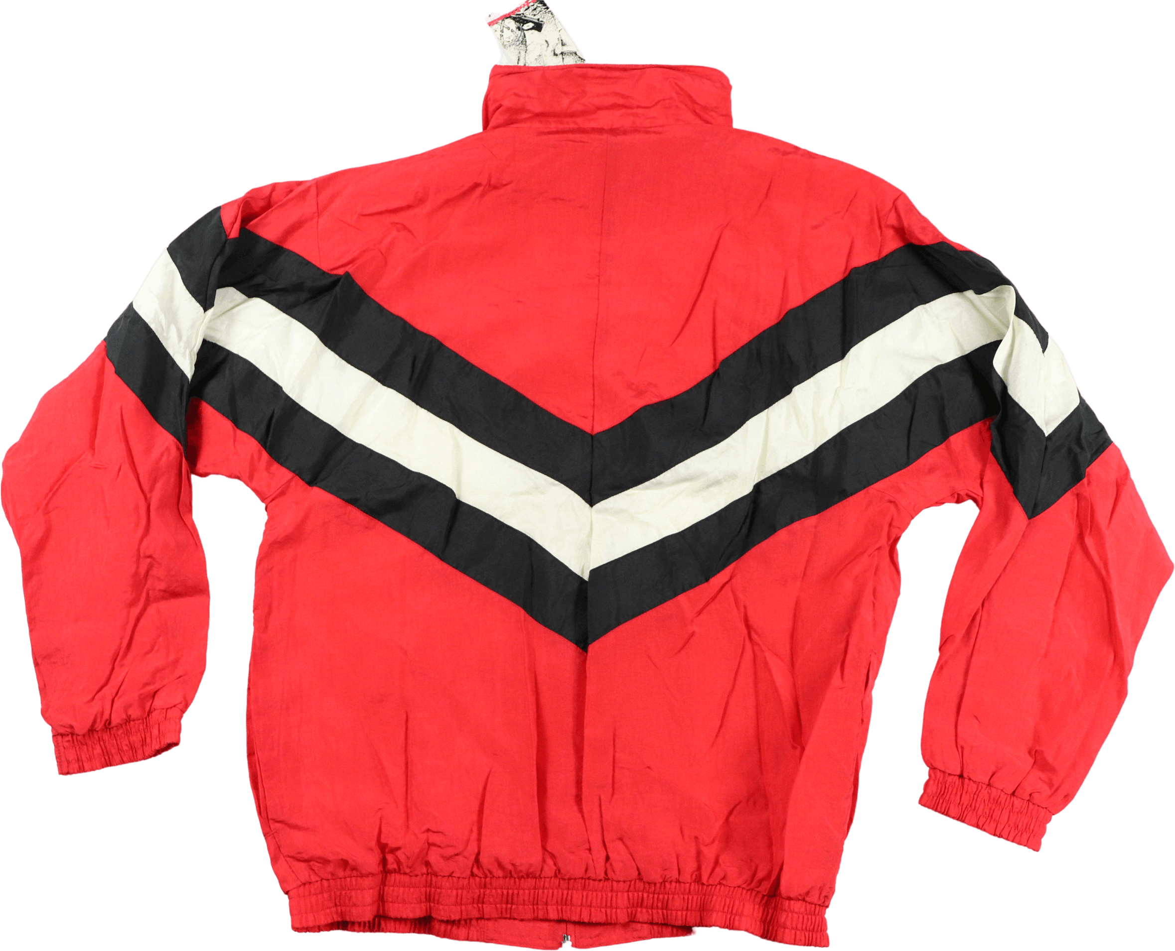 Vintage 90’s Red Men's Athletic Jacket with Black and White Stripe by ...