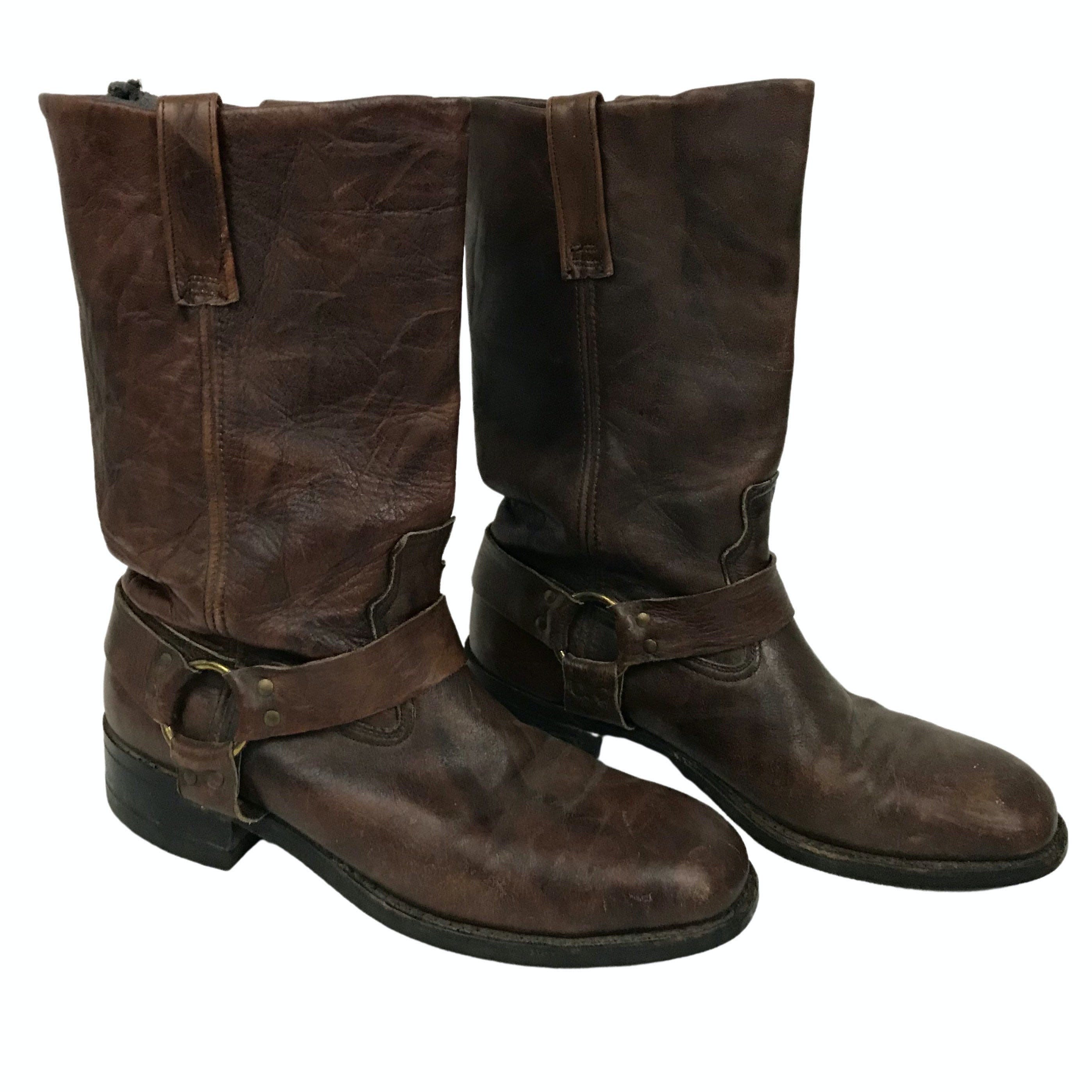 Vintage 70’s Brown Leather Distressed Biker Boots | Shop THRILLING