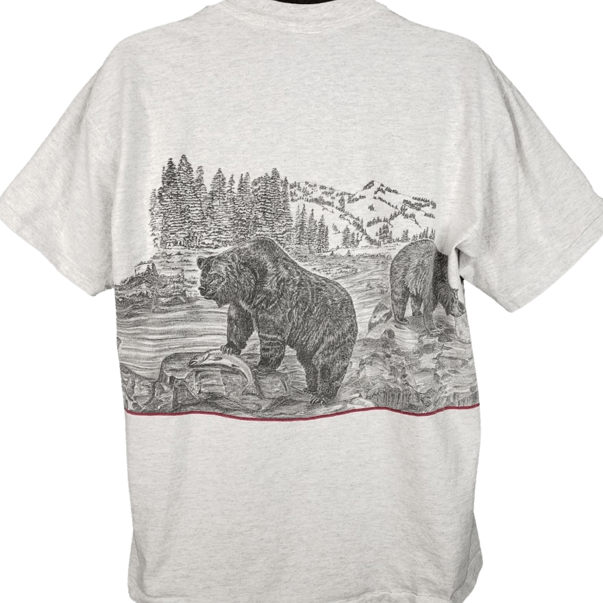 Vintage 90’s Men's Grizzly Bear and Wolf Fight T-Shirt by Environmental ...