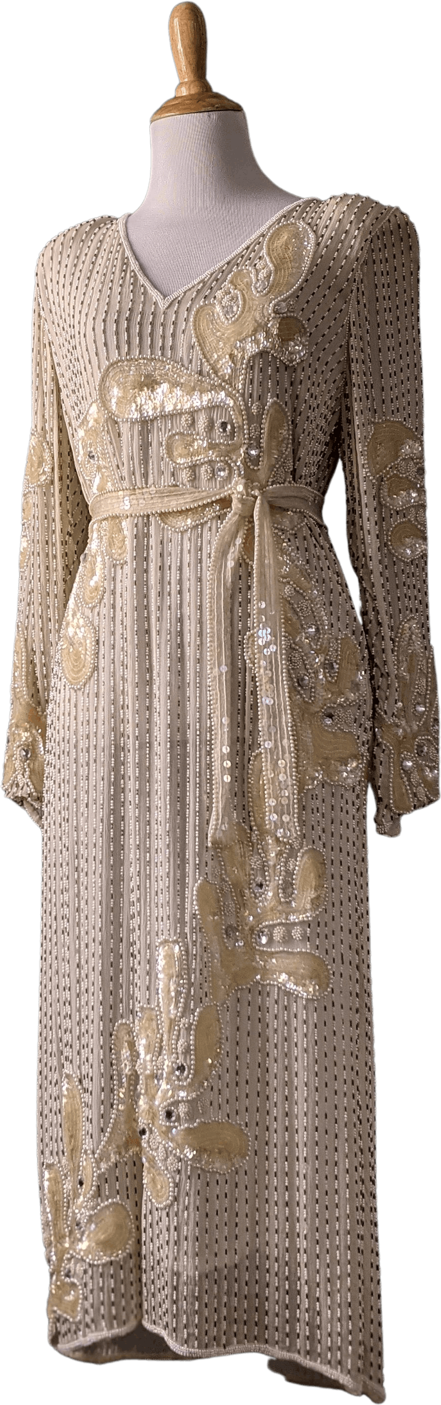 Vintage 70’s- 80’s Cream Aura Borealis Beaded Evening Dress | Shop ...