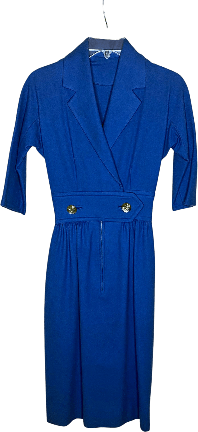 Vintage 50's Cotton Blend Royal Blue Shirt Dress | Shop THRILLING