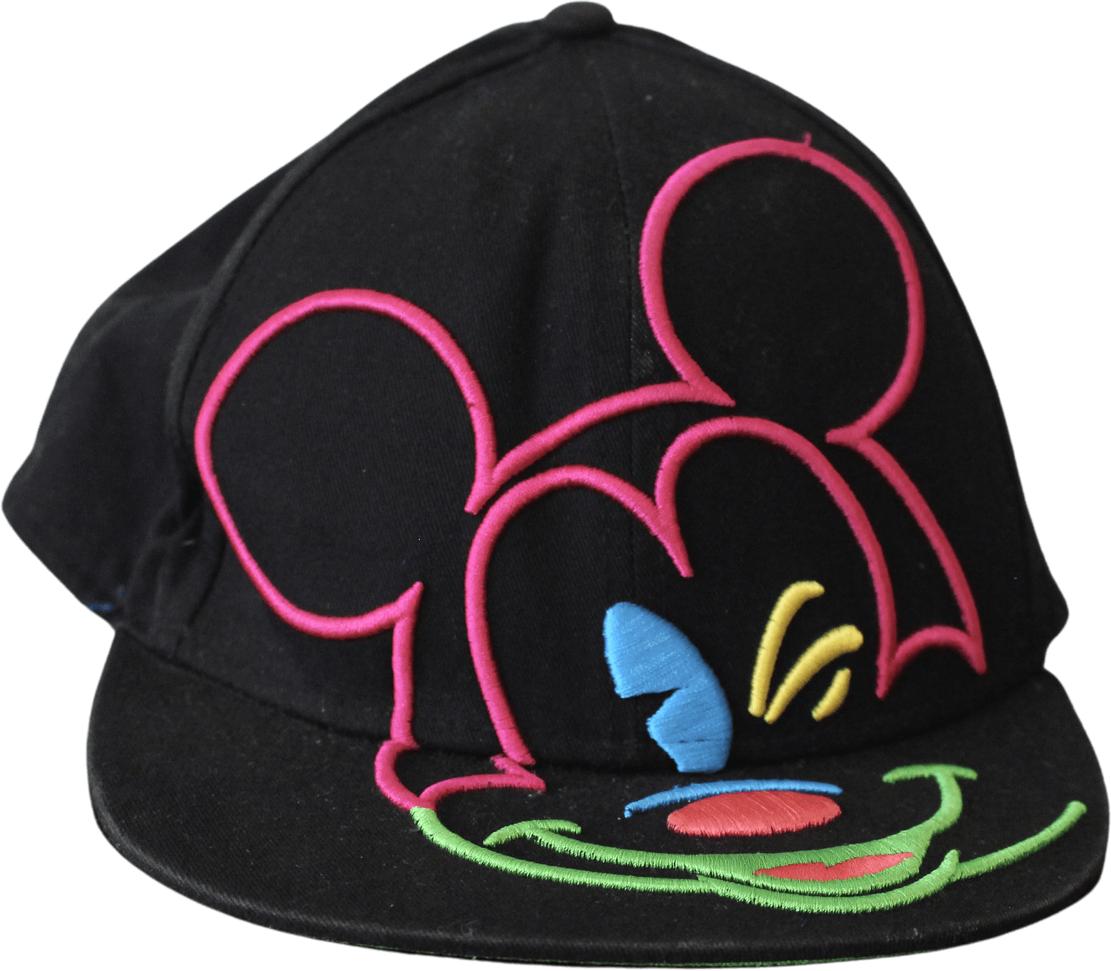 Vintage Black Green and Pink Neon Mickey Mouse Snapback Hat | Shop ...