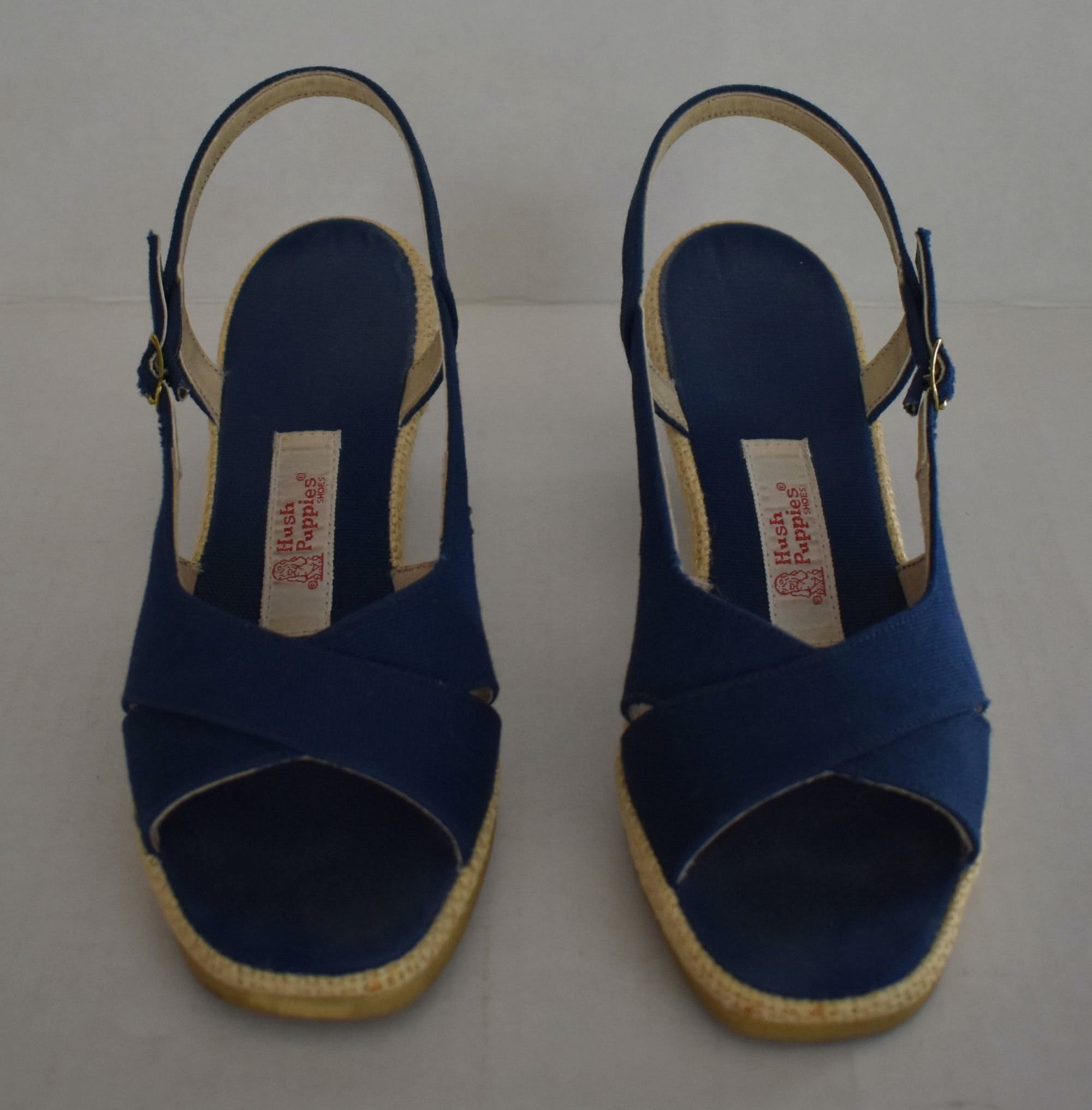 Vintage 70’s Blue Canvas Wedge Sandals by Hush Puppies Shoes | Shop ...