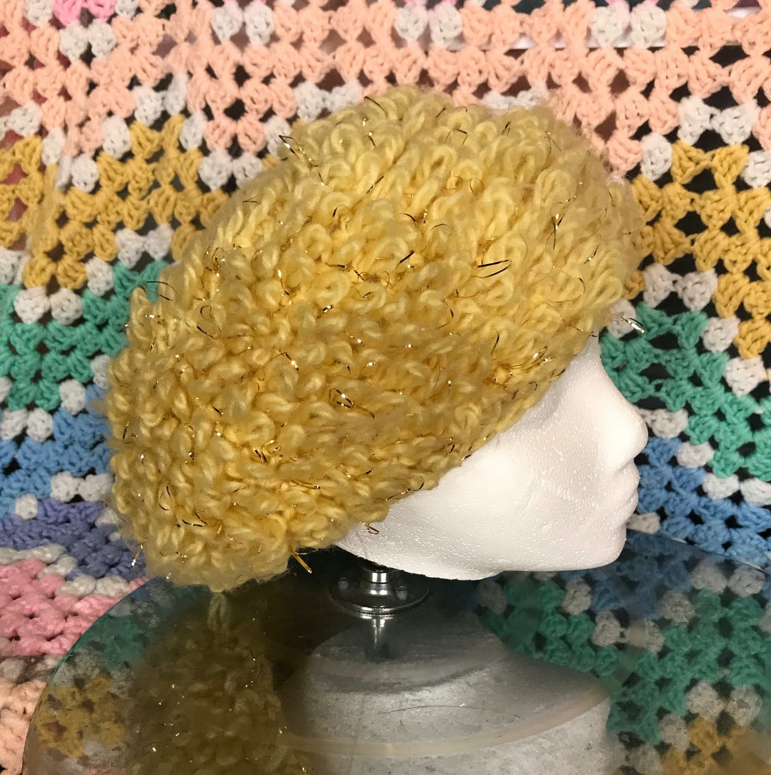 Vintage 60’s Yellow Acrylic Macramé Hat by Marvin Accessories. | Shop ...