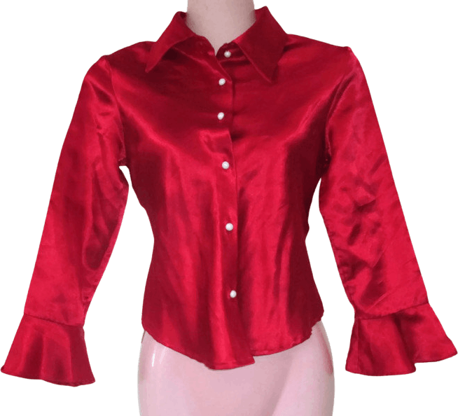 Vintage 90’s Red Satin Ruffle Button Up | Shop THRILLING