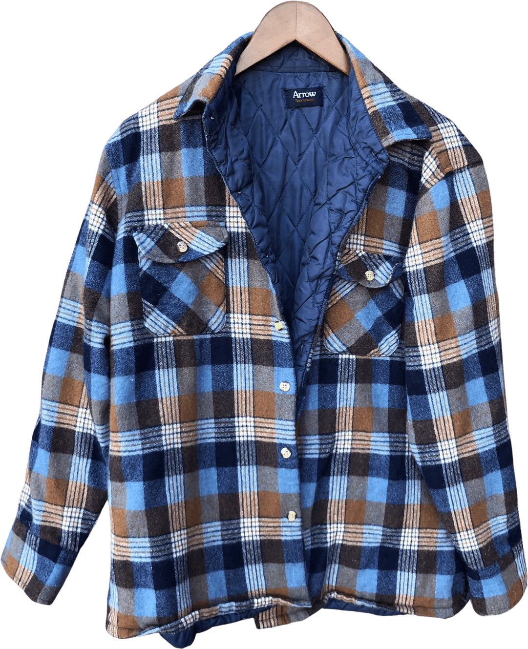 Vintage Checked Blue and Brown Flannel Jacket by Arrow Sportwear | Shop ...