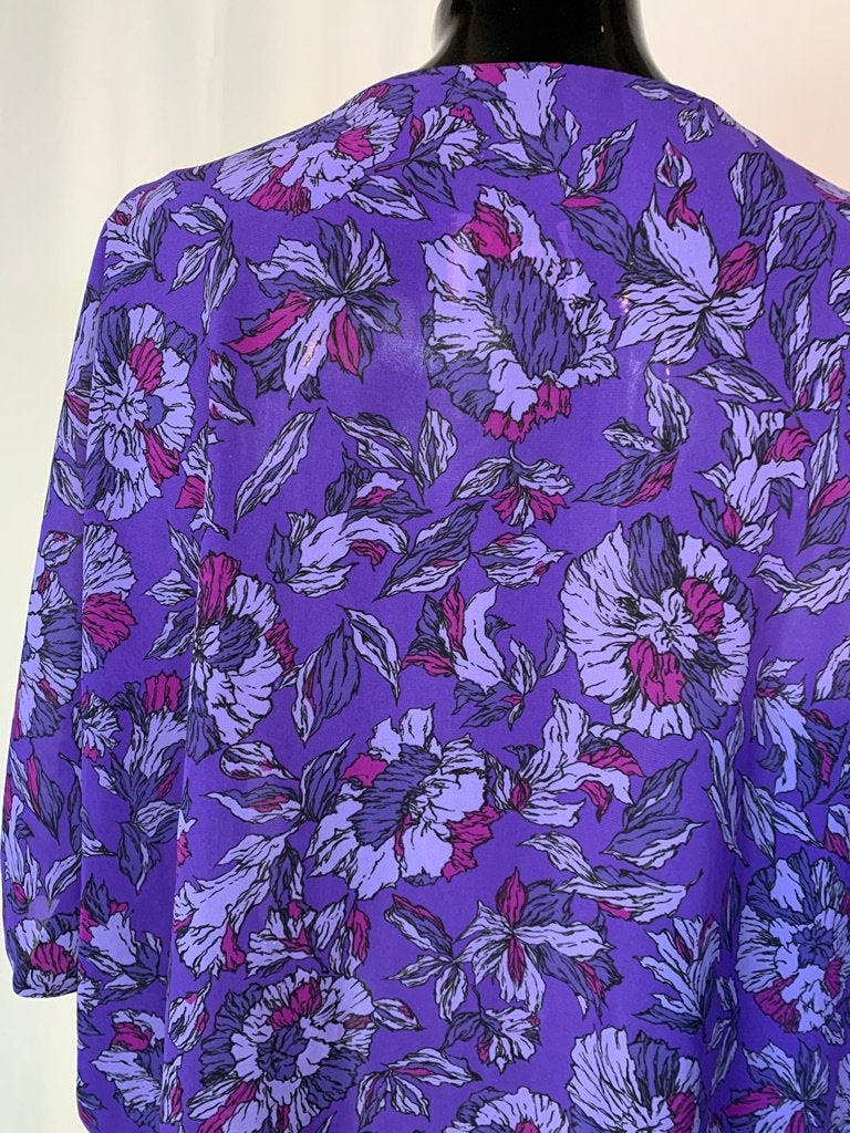 Vintage 80’s Purple Floral Oversized Button Up Blouse | Shop THRILLING