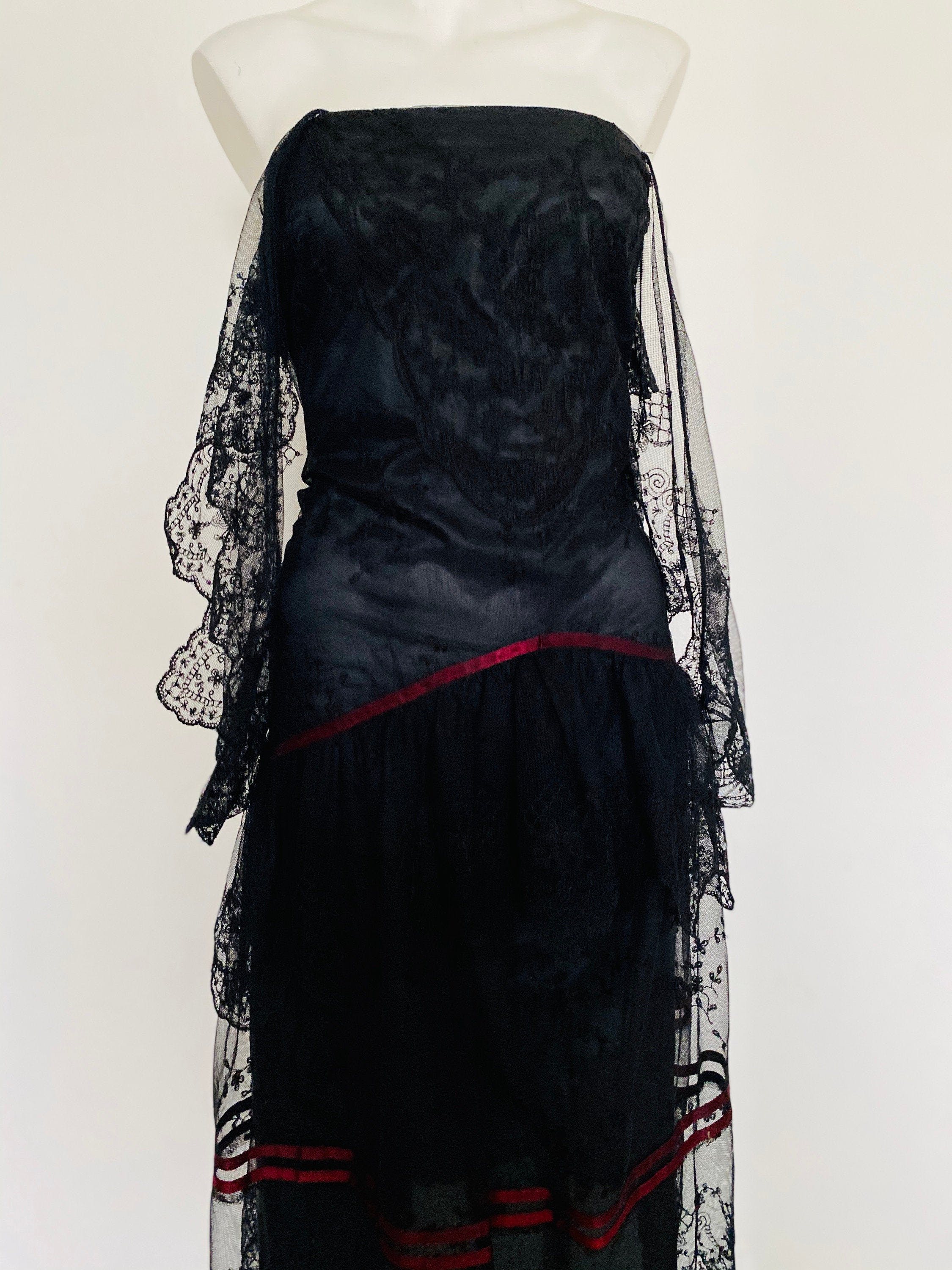 Vintage Off-Shoulder Goth Lace Dress by Joseph I. Magnin | Shop THRILLING