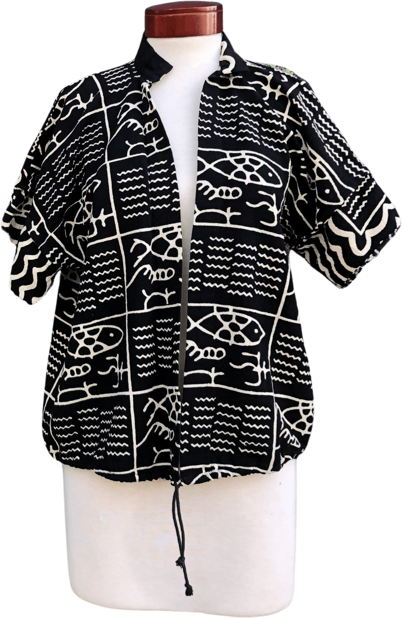 Vintage 90’s Black Cotton Tribal Short Sleeve Jacket by Ann Maurice ...