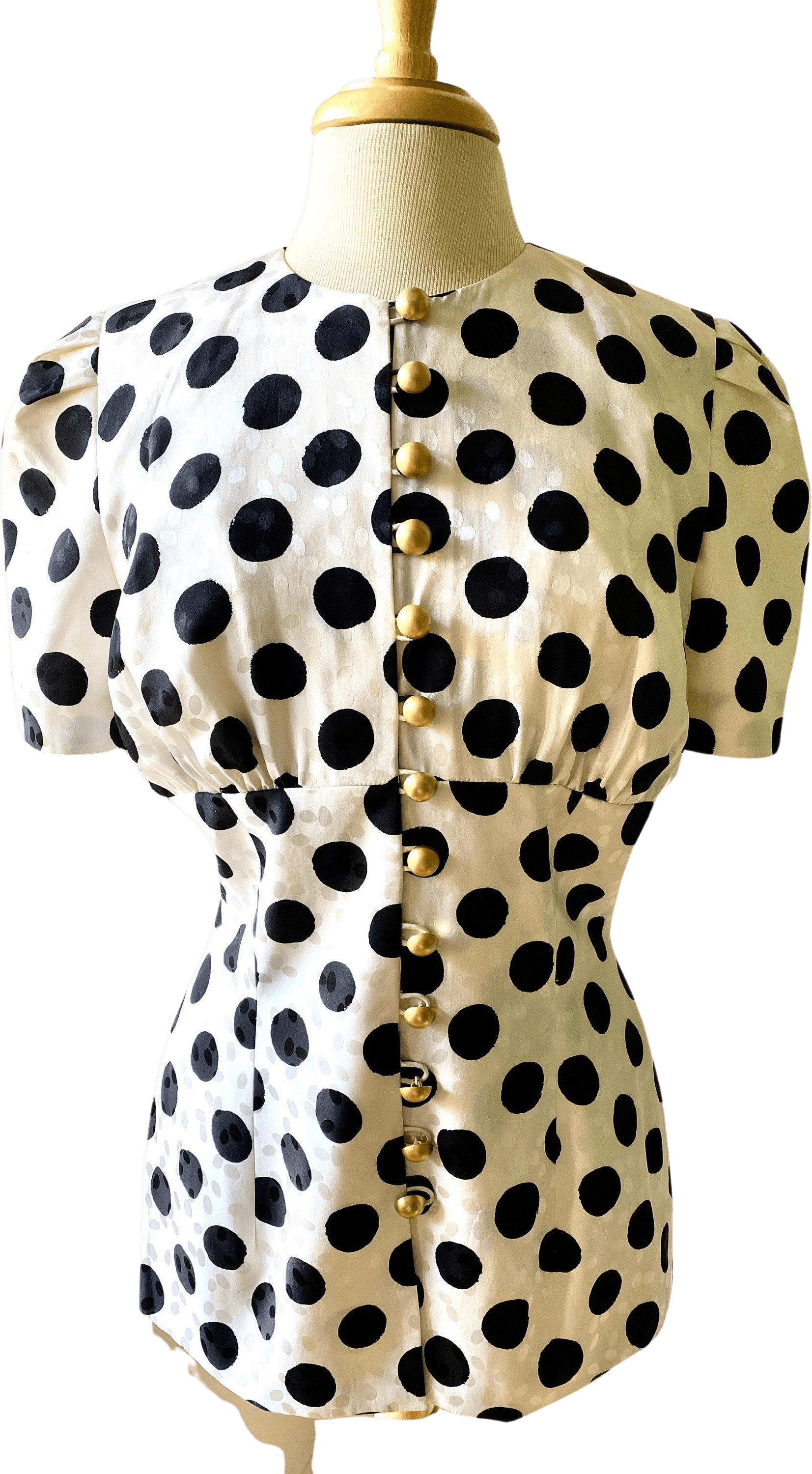 Vintage 80’s Black and White Polka Dot Short Sleeve Blouse by Maggy ...