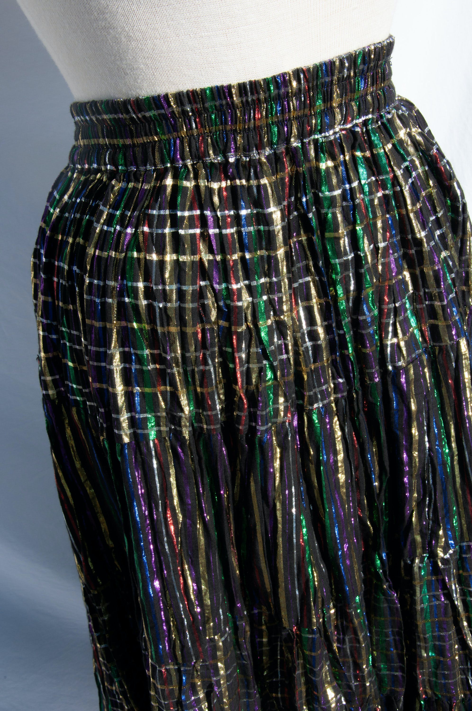 BiBi Metallic Color Block Pleats Midi Skirt main image 0