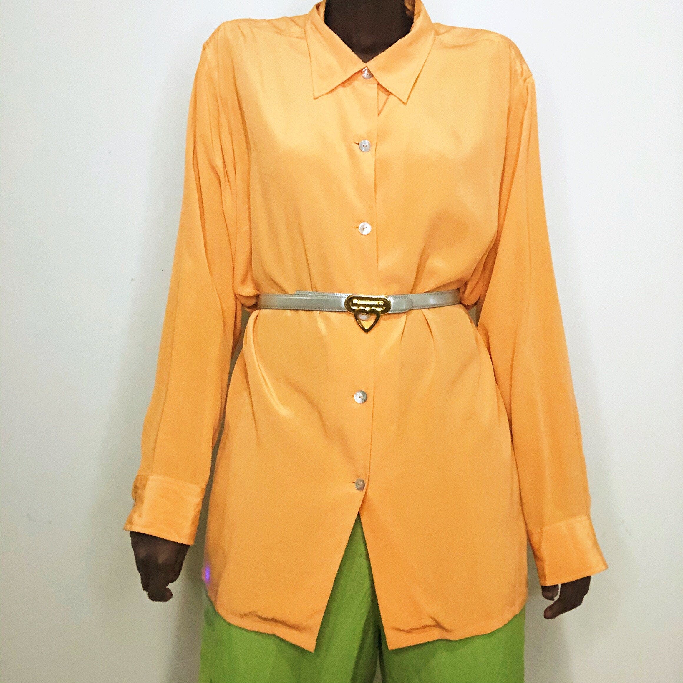 Vintage Orange print button blouse ^^^ m main image 0