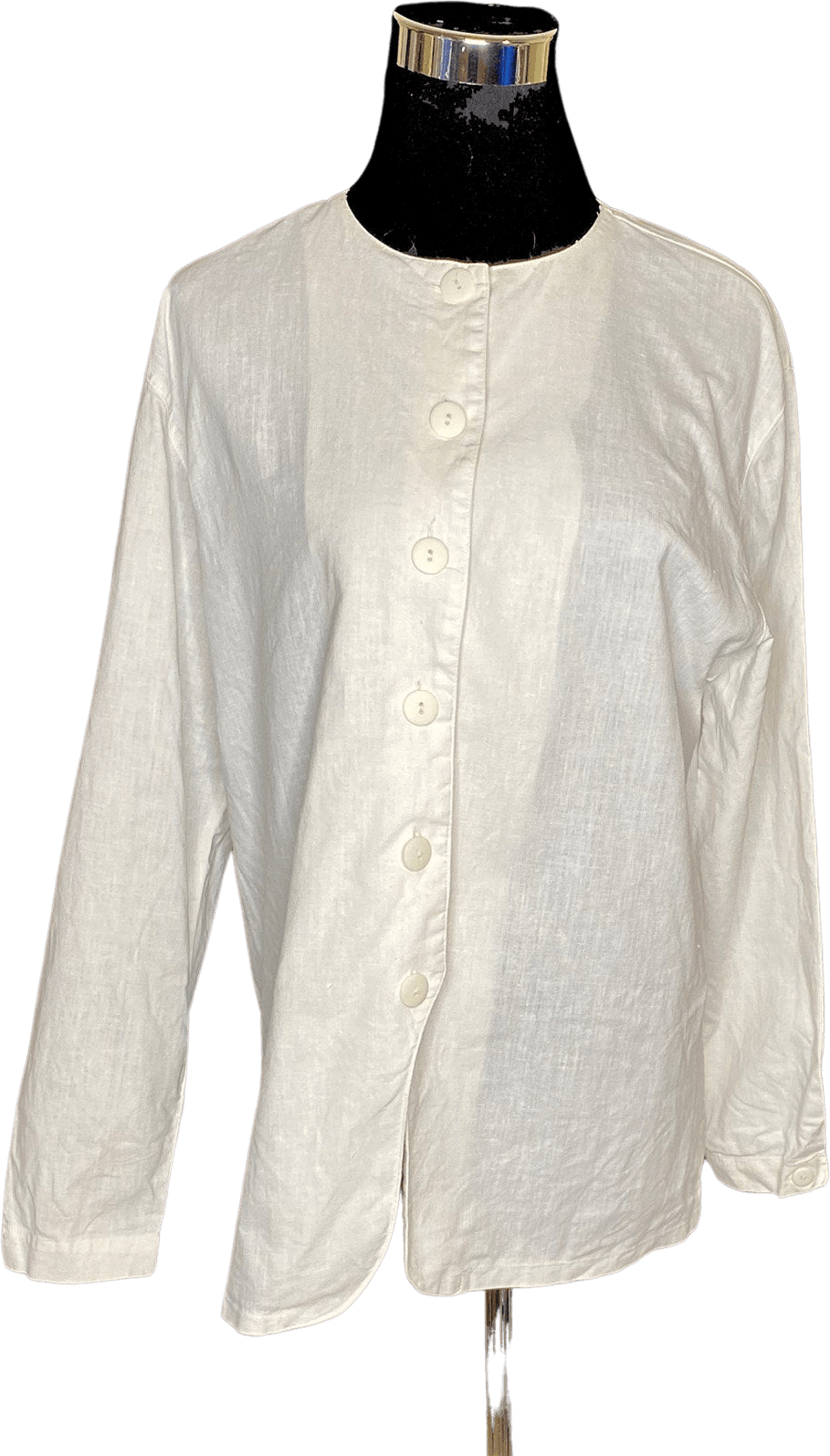 Vintage 80's White Linen Long Sleeve Blouse | Shop THRILLING