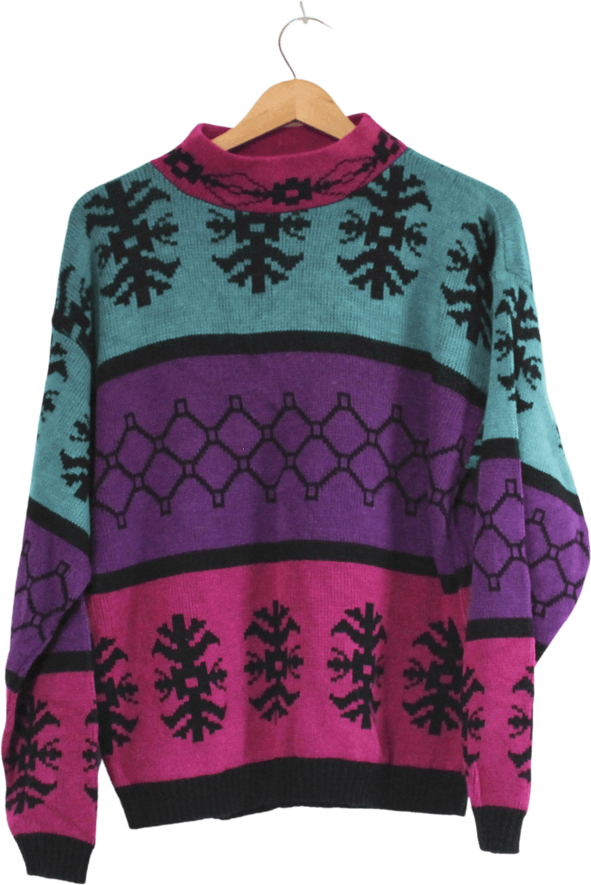 Vintage Blue Purple and Pink Striped Snowflake Acrylic Sweater by ...