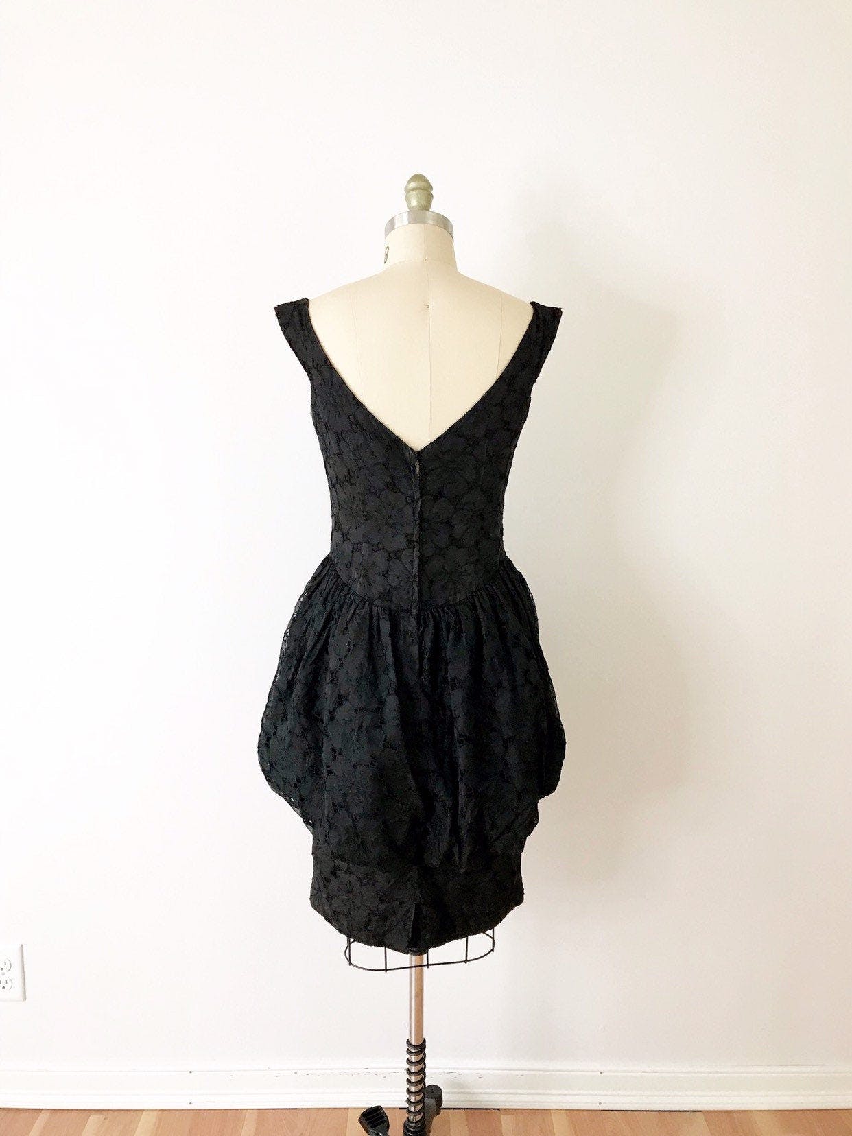 Vintage 50's Black Floral Overlay Dress | Shop THRILLING