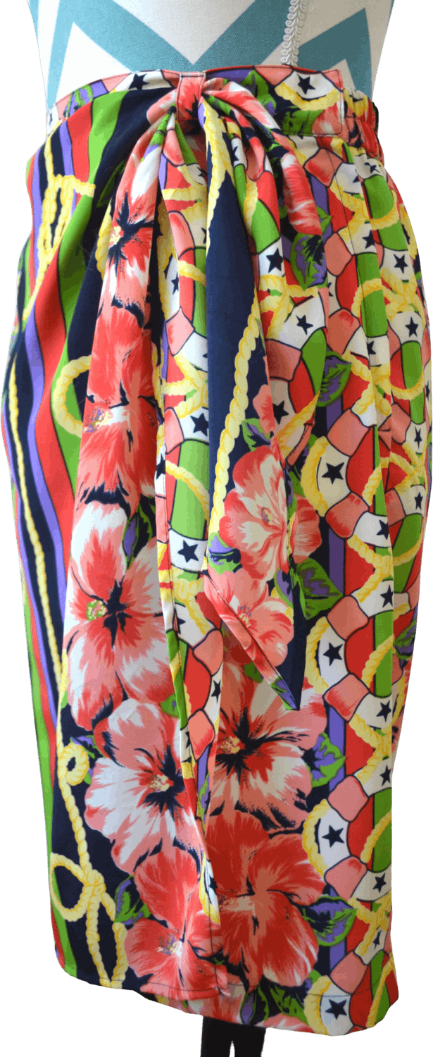 Vintage 80’s Multicolor Hibiscus Print Wrap Skirt by Chaus | Shop THRILLING