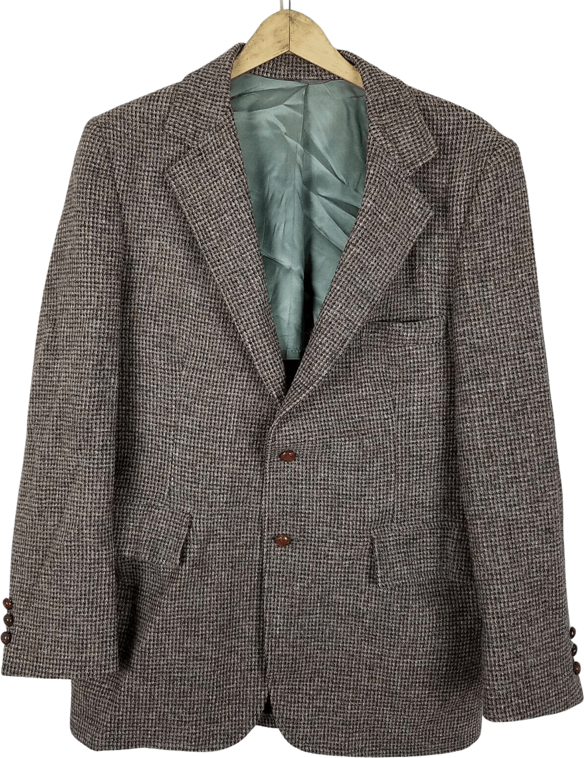 Vintage Brown Tweed Checkered Wool Blazer by Harris Tweed Bartleigh for ...