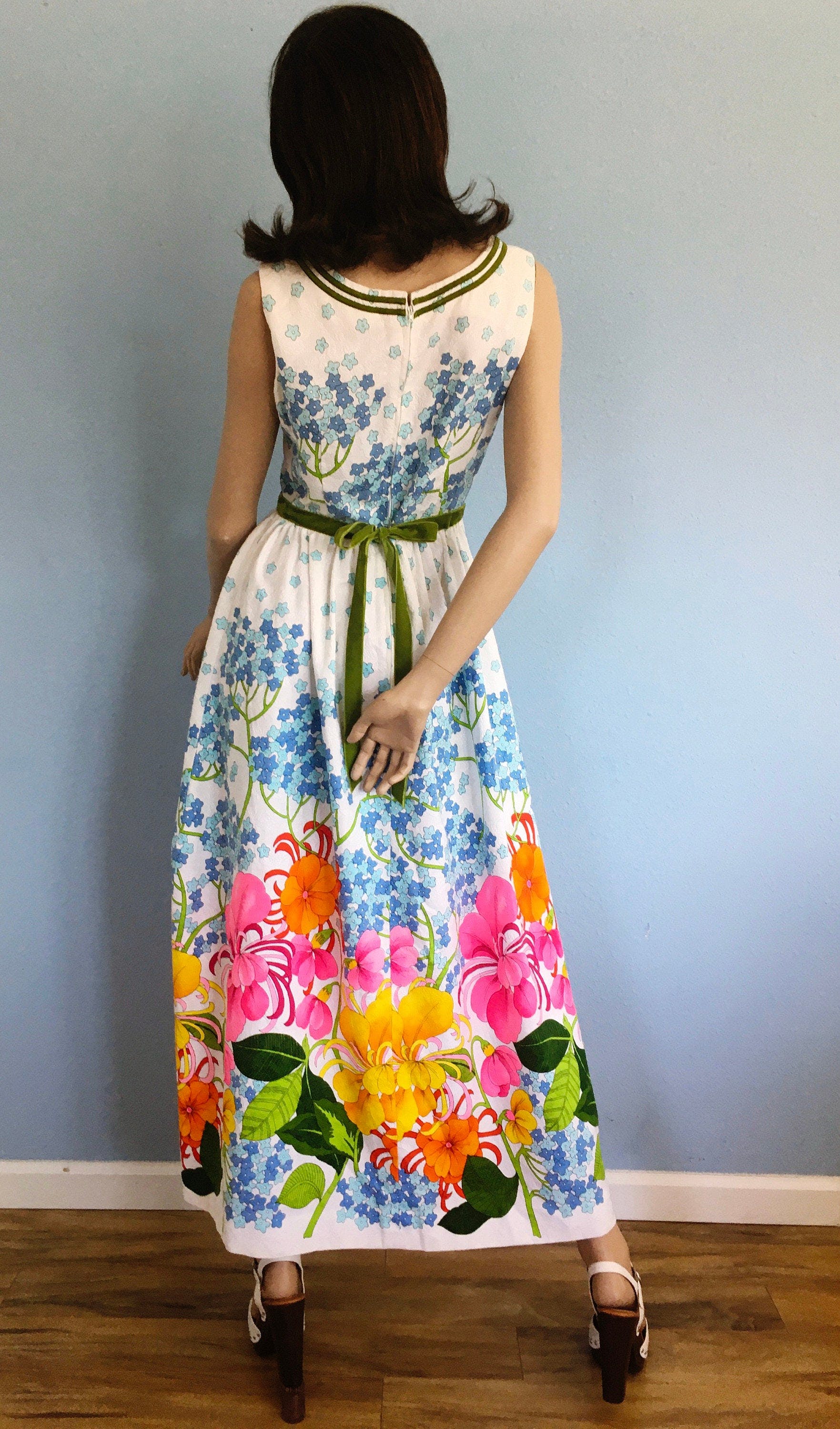 Vintage 60’s/70’s Sleeveless Floral A-Line Maxi Dress by Hawaiian ...