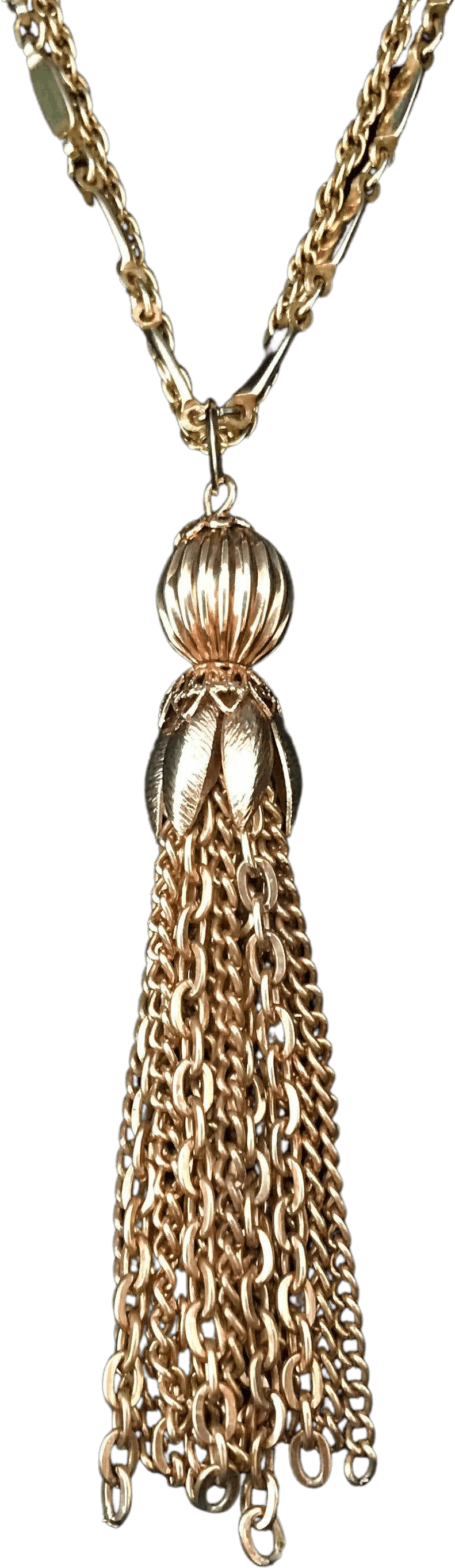 Vintage 60's Gold Tassel Pendant Necklace Shop THRILLING