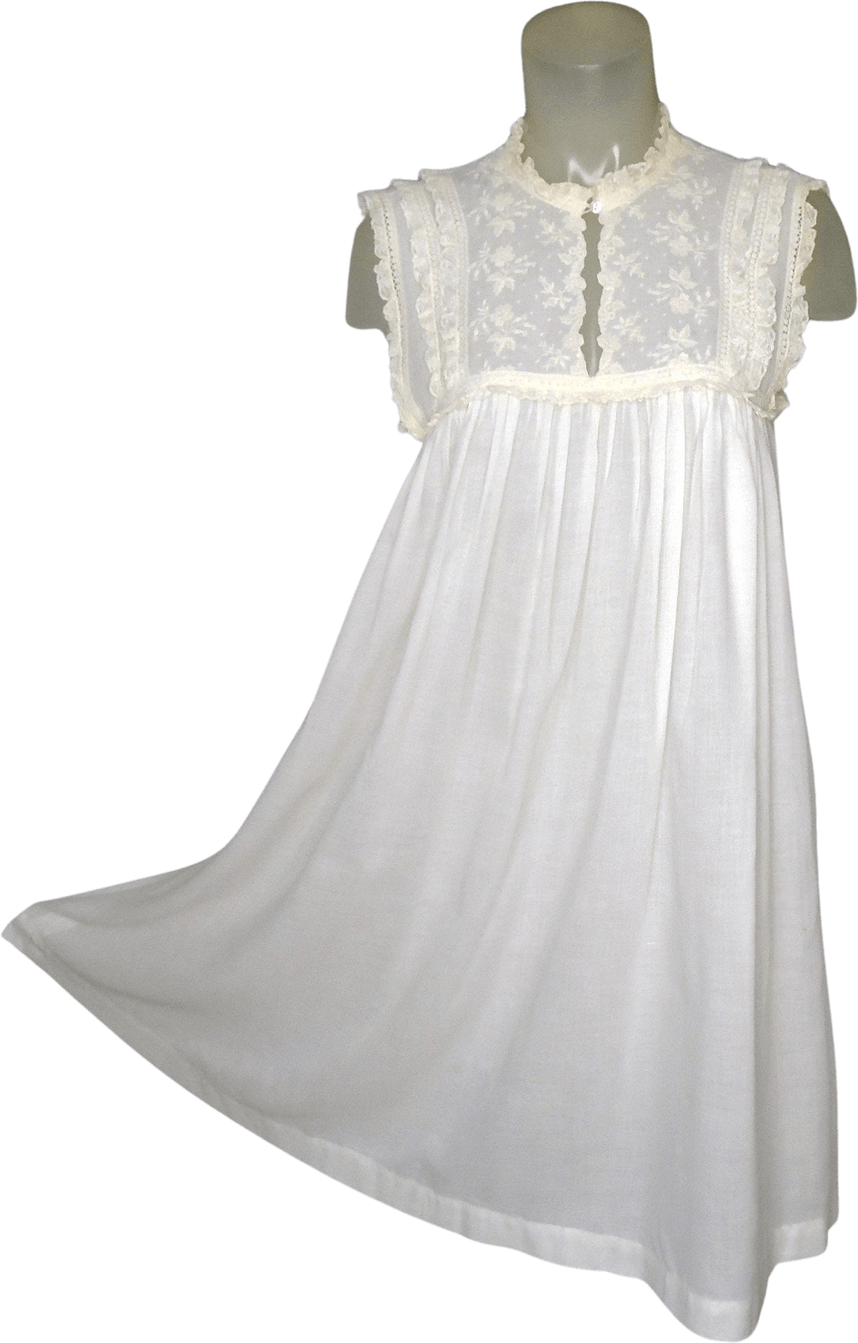 Vintage 70's Sheer Lace Ruffled Sleeveless White Nightgown by B. Altman ...
