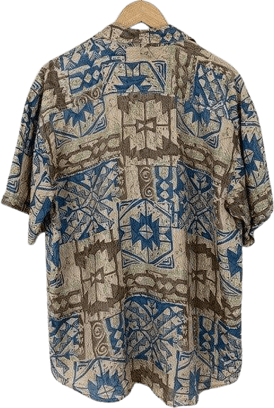 Vintage 80’s Blue and Brown Patterned Silk Shirt by Adrian Jordan ...