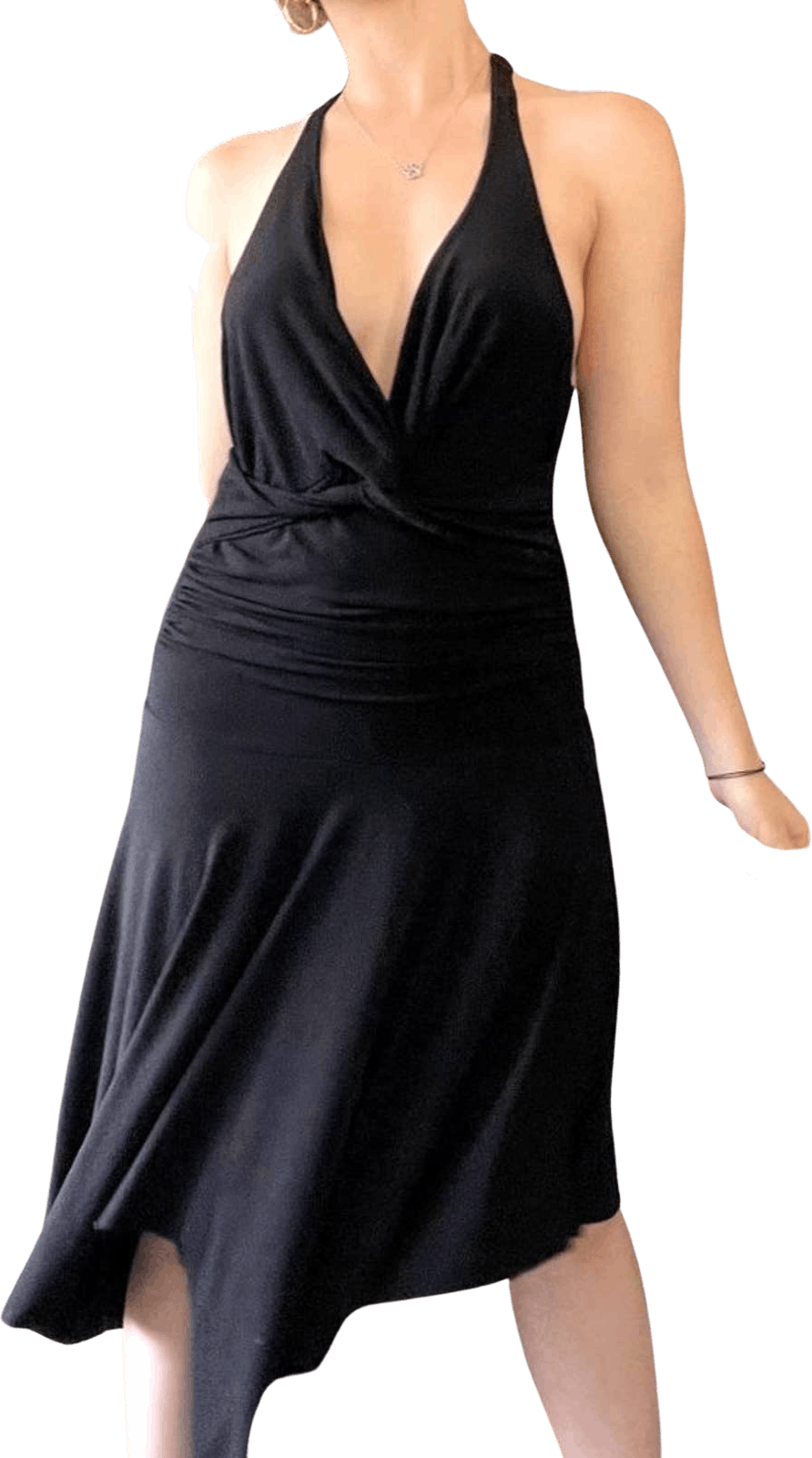 Vintage 00's Black Halter Midi Dress