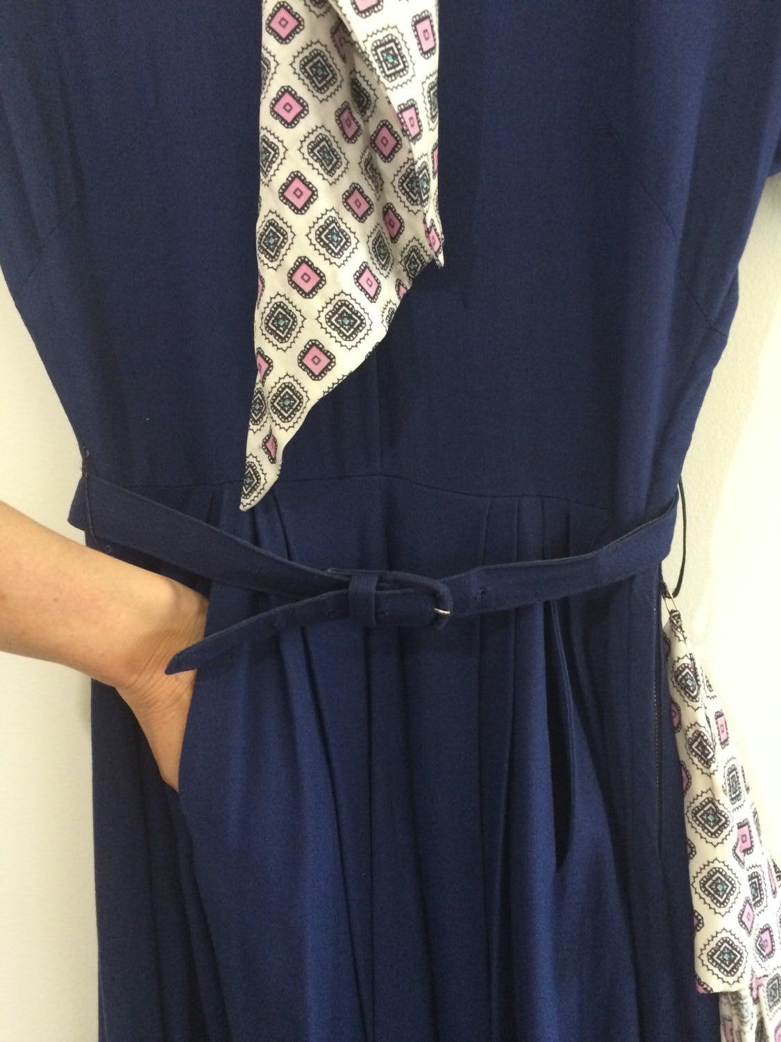 Vintage 40's/50's Navy Blue Dress with Matching Scarf and Handkerchief ...